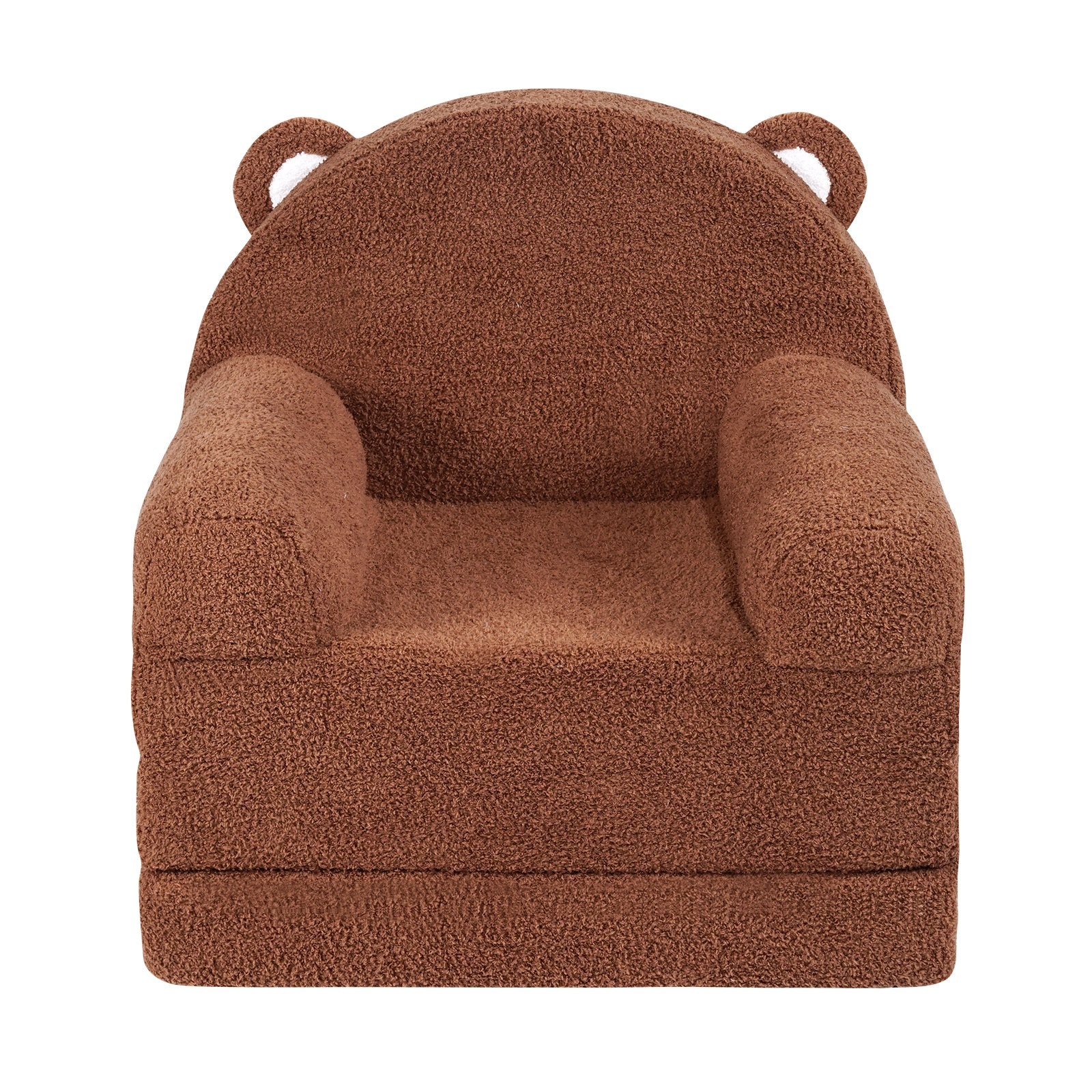 Baby Chair Foldable 2-in-1 Baby Lounger Couch Cartoon Kids Sofa Brown