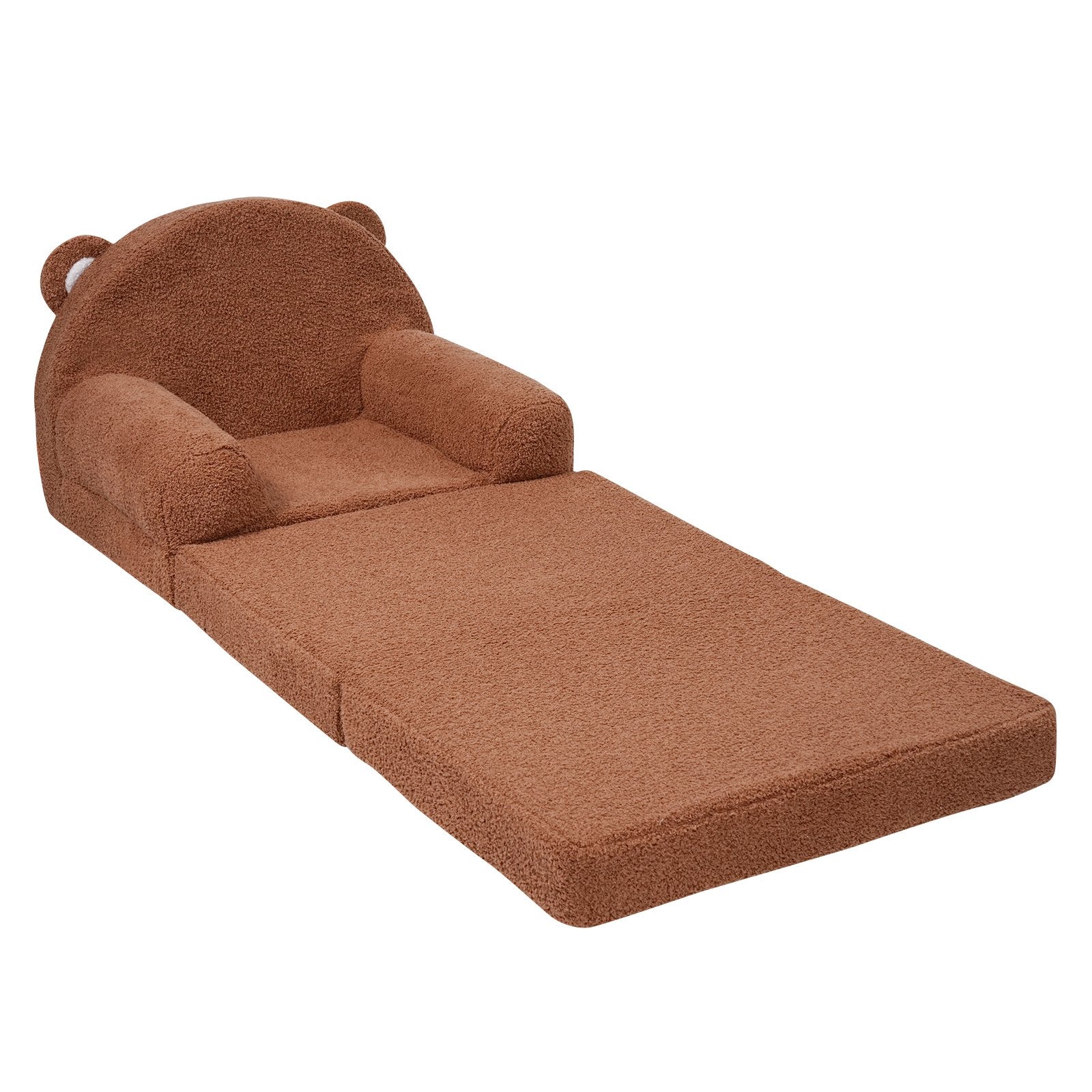 Baby Chair Foldable 2-in-1 Baby Lounger Couch Cartoon Kids Sofa Brown