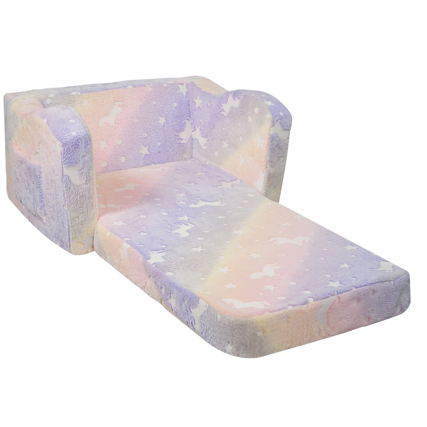 Foldable Baby Chair 2-in-1 Baby Lounger Couch Glow in Dark Kids Sofa