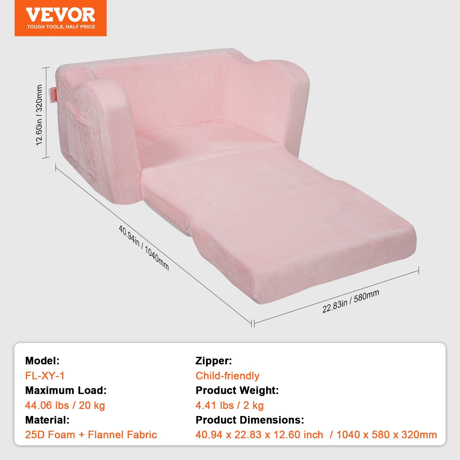 Baby Chair Foldable 2-in-1 Comfy Baby Lounger Couch Kids Sofa Pink