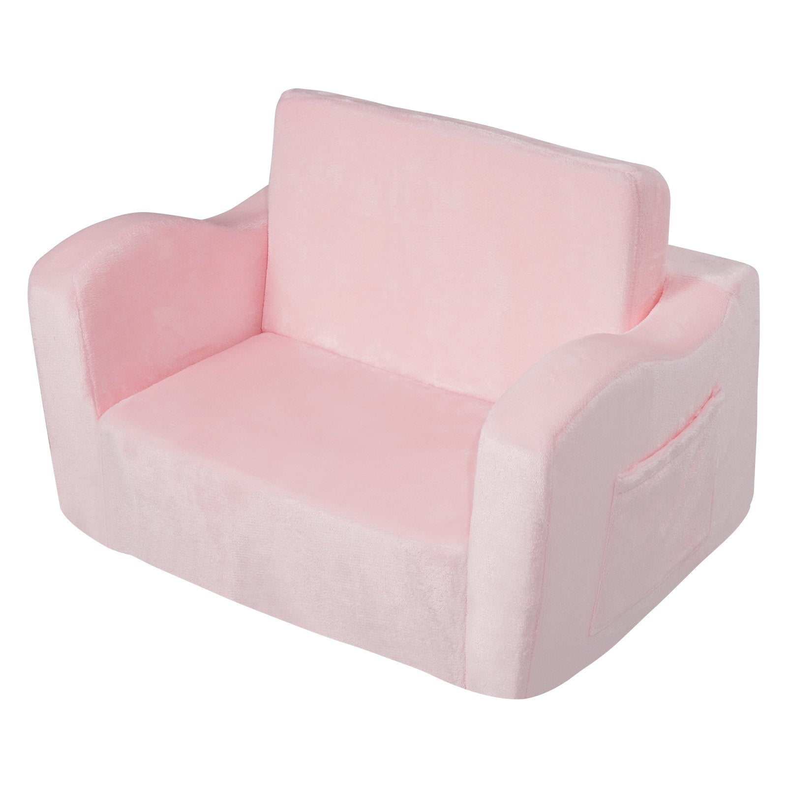 Baby Chair Foldable 2-in-1 Comfy Baby Lounger Couch Kids Sofa Pink