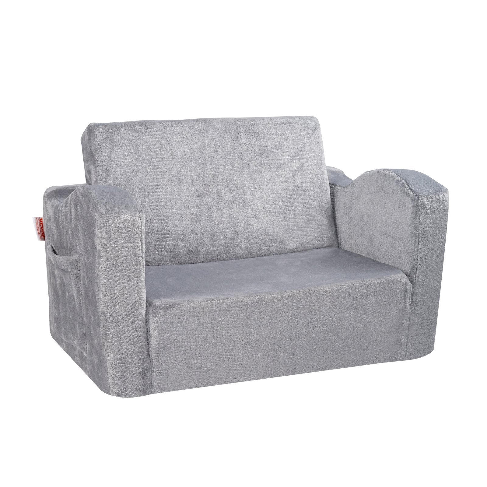 Baby Chair Foldable 2-in-1 Comfy Baby Lounger Couch Kids Sofa Grey