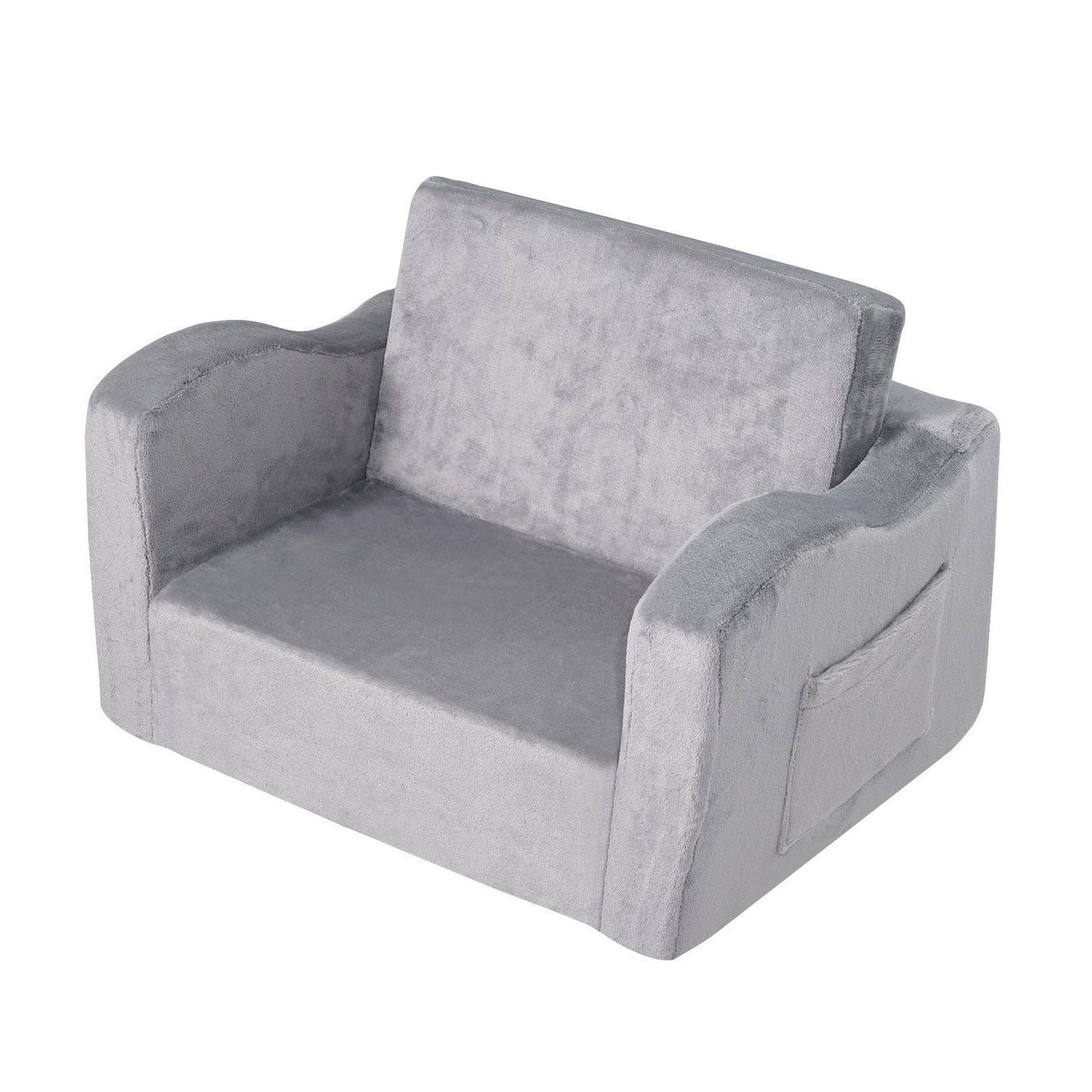 Baby Chair Foldable 2-in-1 Comfy Baby Lounger Couch Kids Sofa Grey