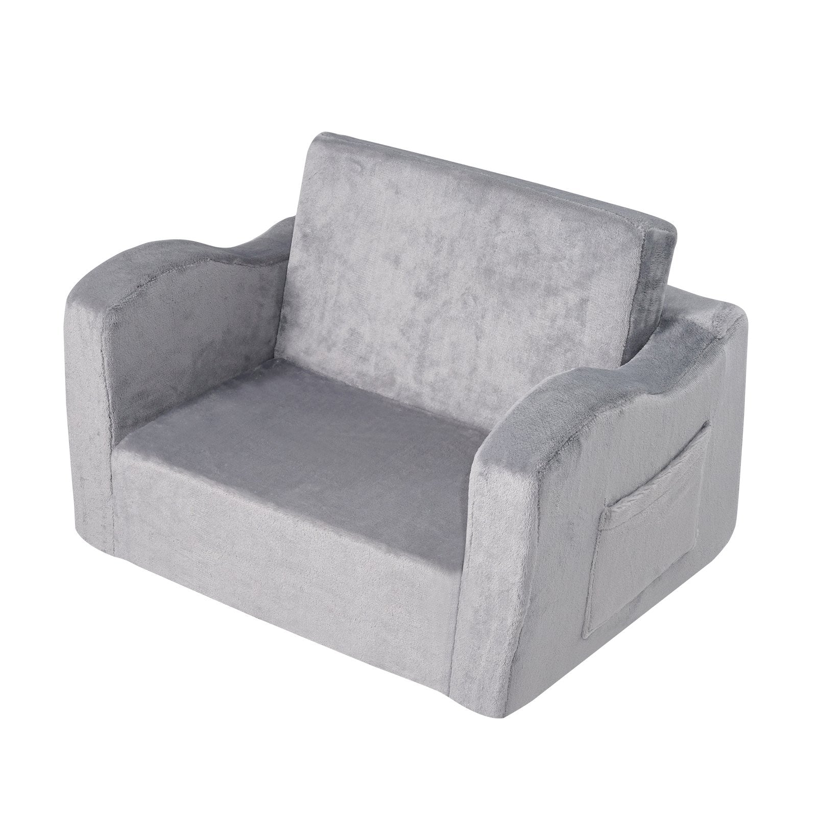 Baby Chair Foldable 2-in-1 Comfy Baby Lounger Couch Kids Sofa Grey