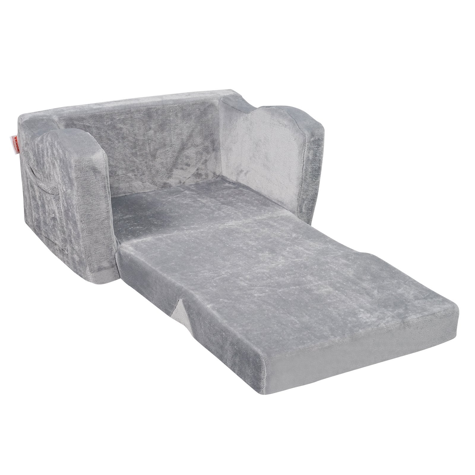 Baby Chair Foldable 2-in-1 Comfy Baby Lounger Couch Kids Sofa Grey