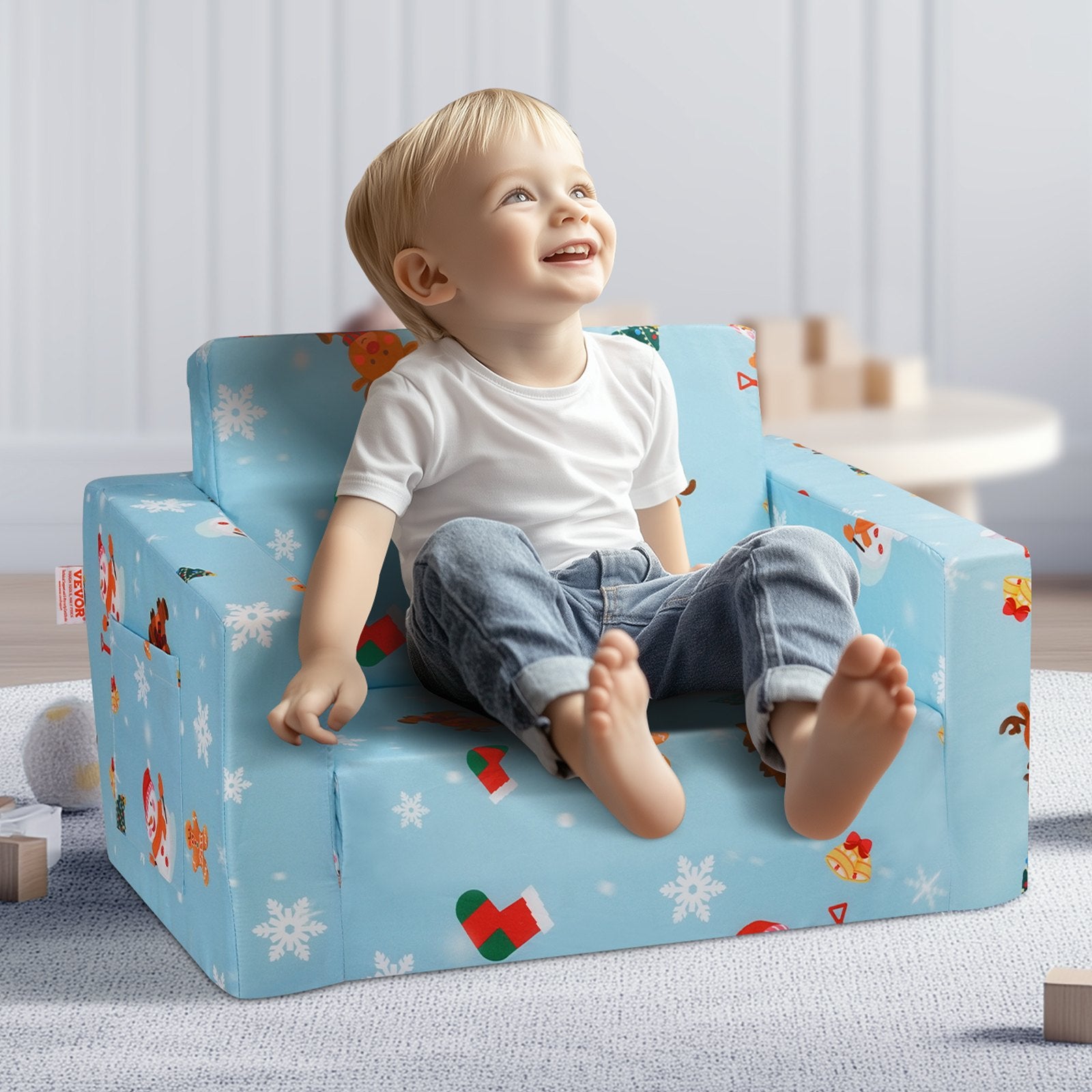 Baby Chair Foldable 2-in-1 Baby Lounger Couch Cartoon Kids Sofa Pink