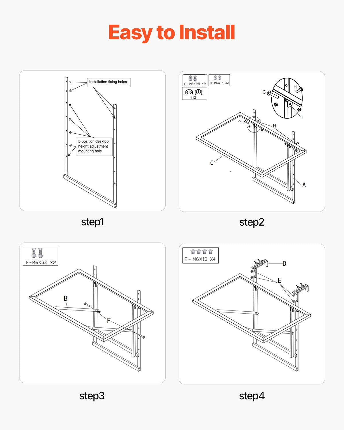 Balcony Hanging Table, 610 x 410 mm Metal Folding Balcony Railing Table, Outdoor Balcony Bar Table for Railings, 5-Level Adjustable, Fit Railing from 1" to 4.7", Serving Table for Patio & Deck