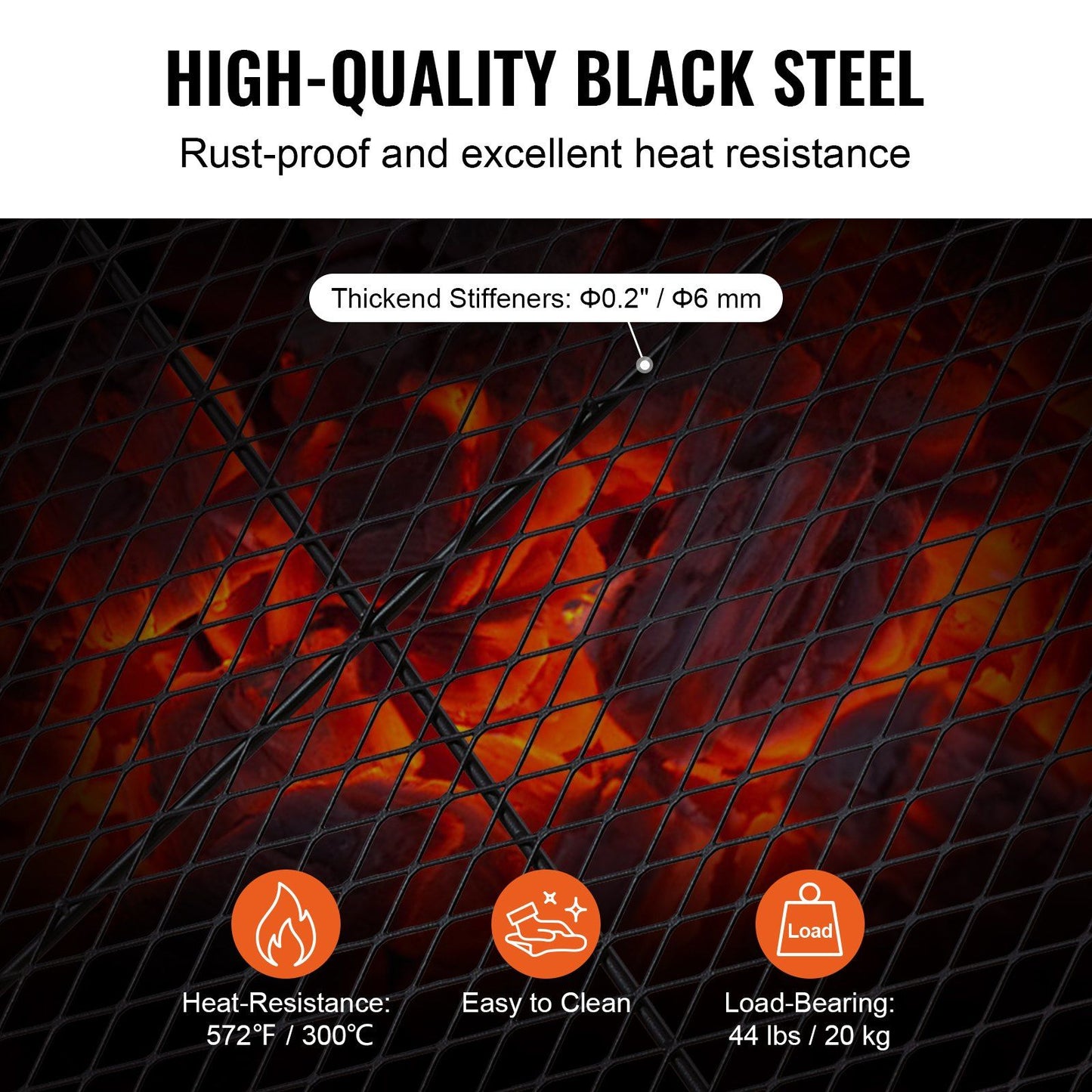 X-Marks Fire Pit Grill Grate, Rectangle Cooking Grate, Heavy Duty Steel Campfire BBQ Grill Grid with Handle & Support X Wire, Portable Camping Cookware for Outside Party Gathering, 81 cm Black
