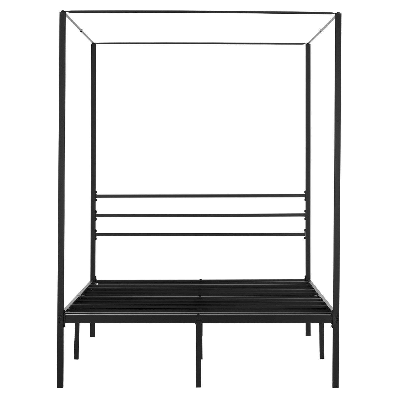 Full Size Canopy Bed Frame, Metal Canopy Bed with Four Posters Design, Heavy Duty Steel Slats Support, Underbed Storage Space, No Box Spring Needed, Easy Assembly, Black