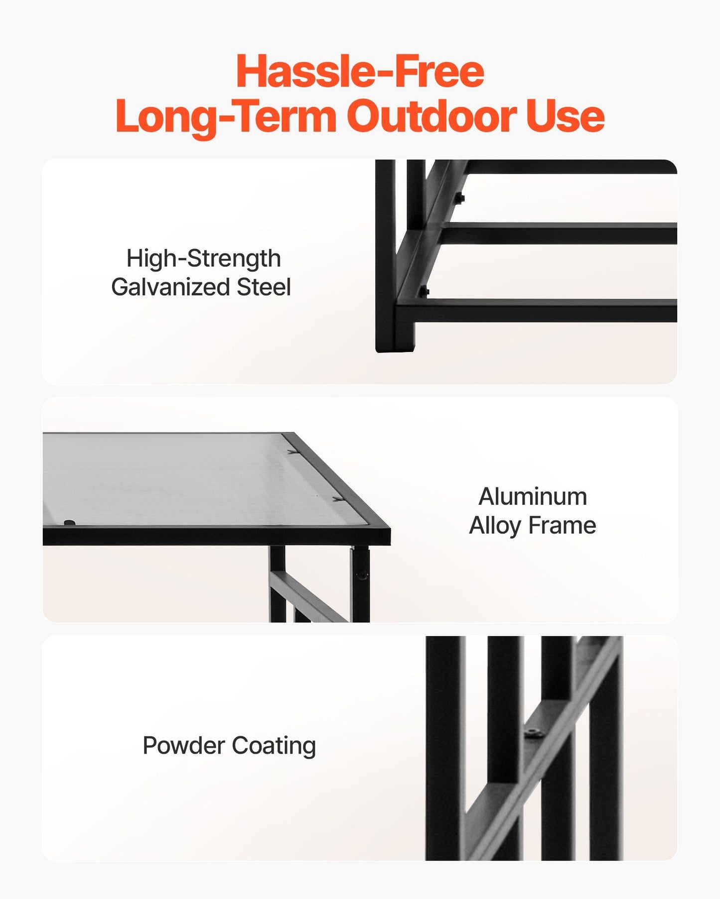 Firewood Rack with Sloped Roof, 143cm Outdoor Firewood Holder, 1/4 Cord Log Storage Shed, 299kg Max Weight Capacity, Powder-Coated Metal Wood Storage Rack for Fireplace Deck Backyard Garden