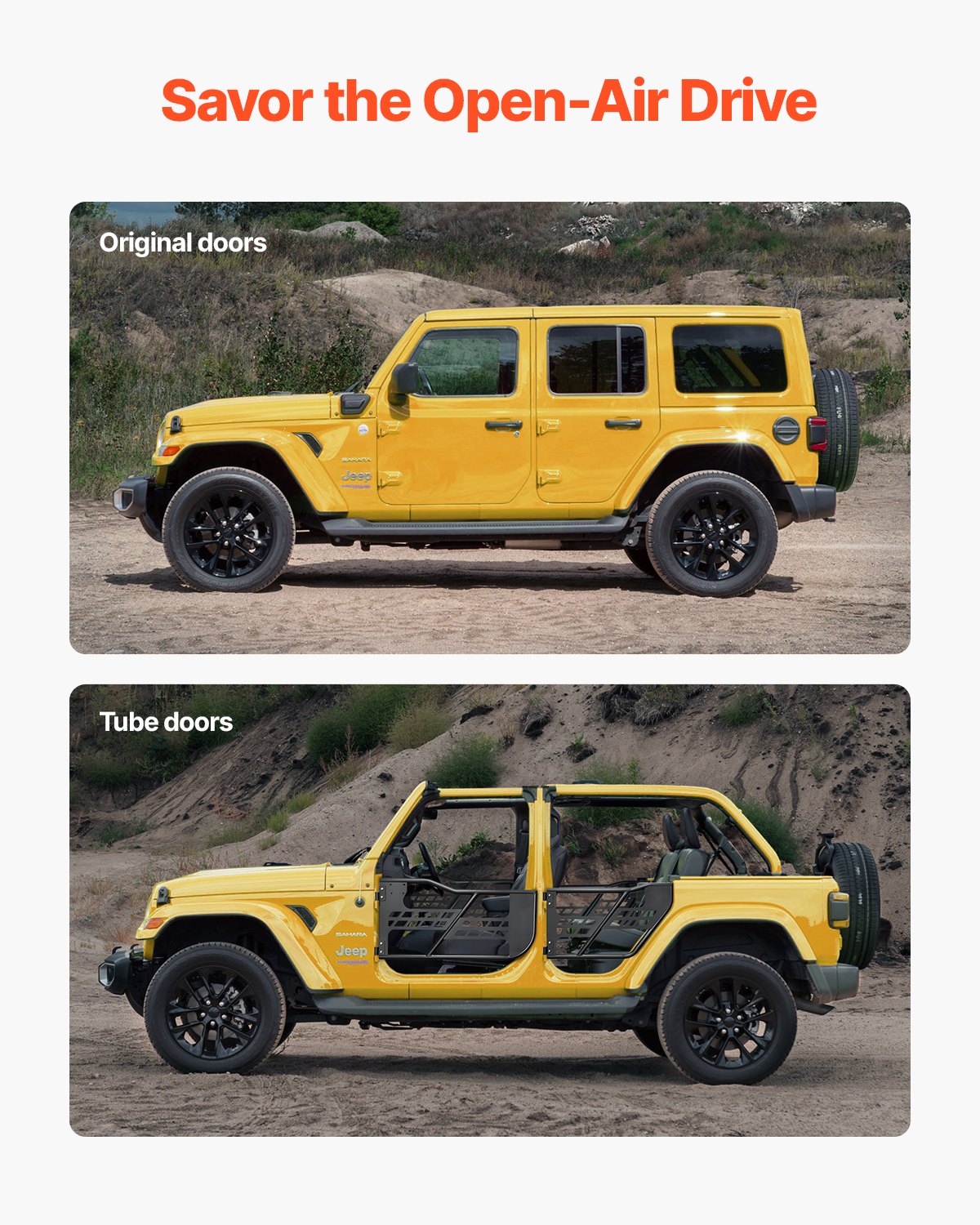 Jeep Tube Doors, 4-Door, Hunting Style Jeep Tubular Door with Heavy-Duty Hinges & OE Latch, Jeep Doors with Rubber Pads & Toughened Steel Tube, Fit for 2007-2018 Jeep Wrangler JK