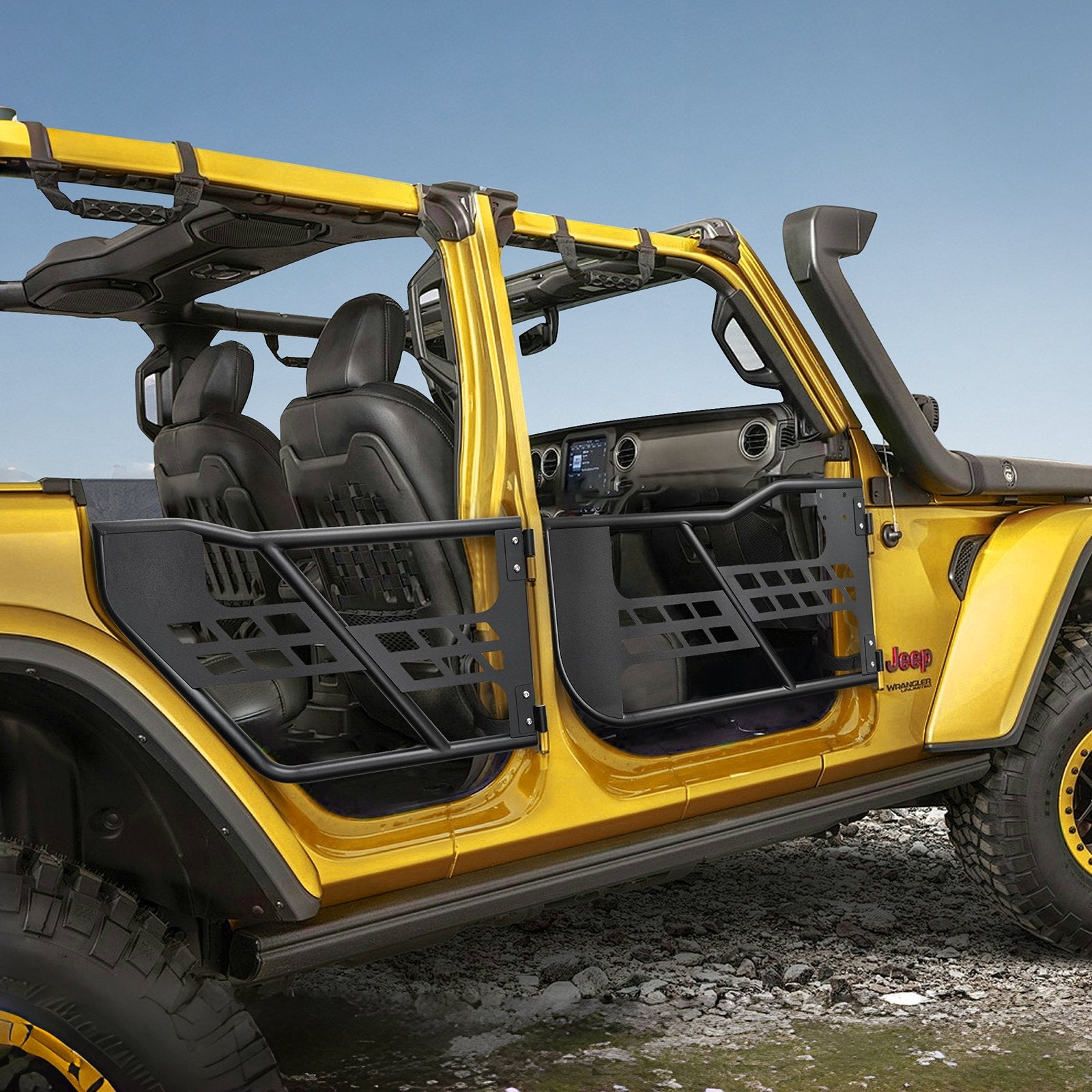 Jeep Tube Doors, 4-Door, Hunting Style Jeep Tubular Door with Heavy-Duty Hinges & OE Latch, Jeep Doors with Rubber Pads & Toughened Steel Tube, Fit for 2007-2018 Jeep Wrangler JK