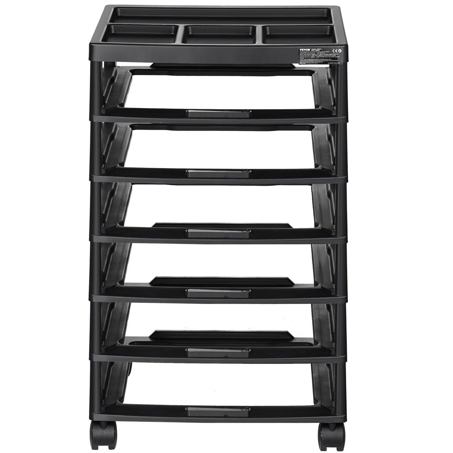 Scrapbook Rolling Storage Cart, 6-Tier Large Capacity with Organizer Top, Black Frame with 4 Removable Wheels, PP Material Cart Only, Rolling Craft Storage for Office Arts and Crafts Supplies