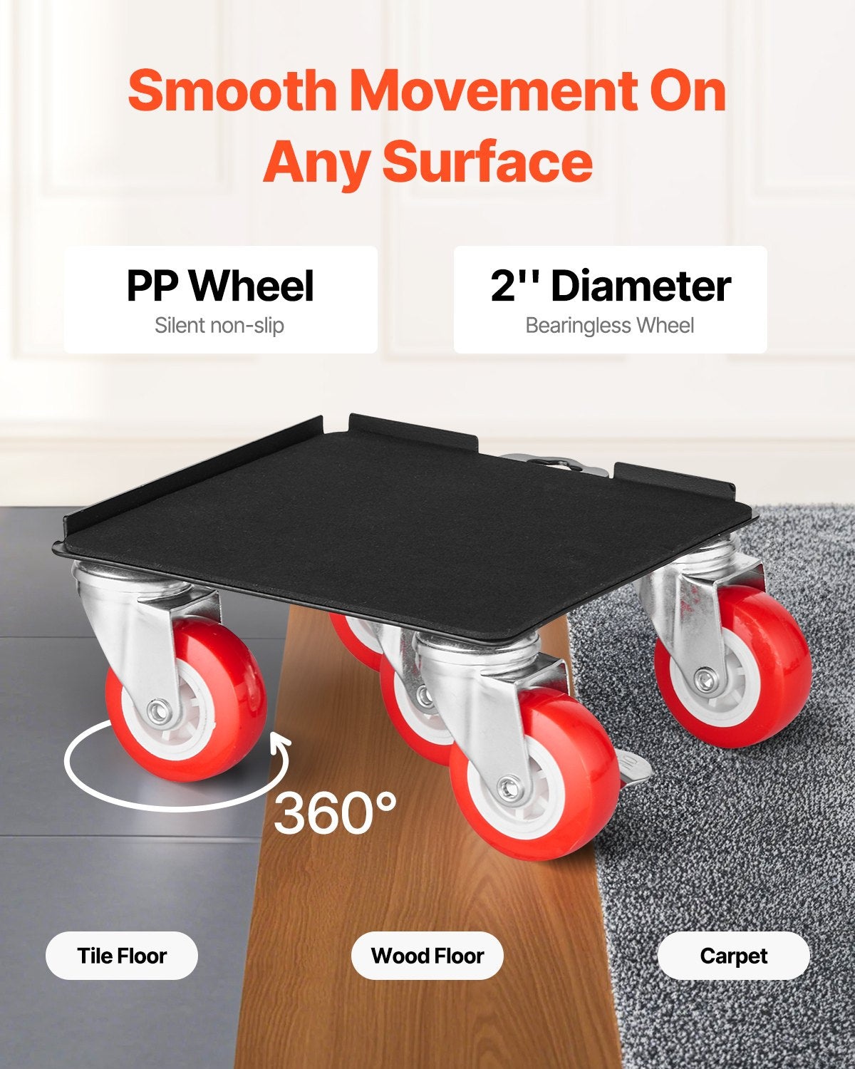Furniture Dolly Heavy Duty Furniture Mover with 5 Wheels 1575 kg Capacity
