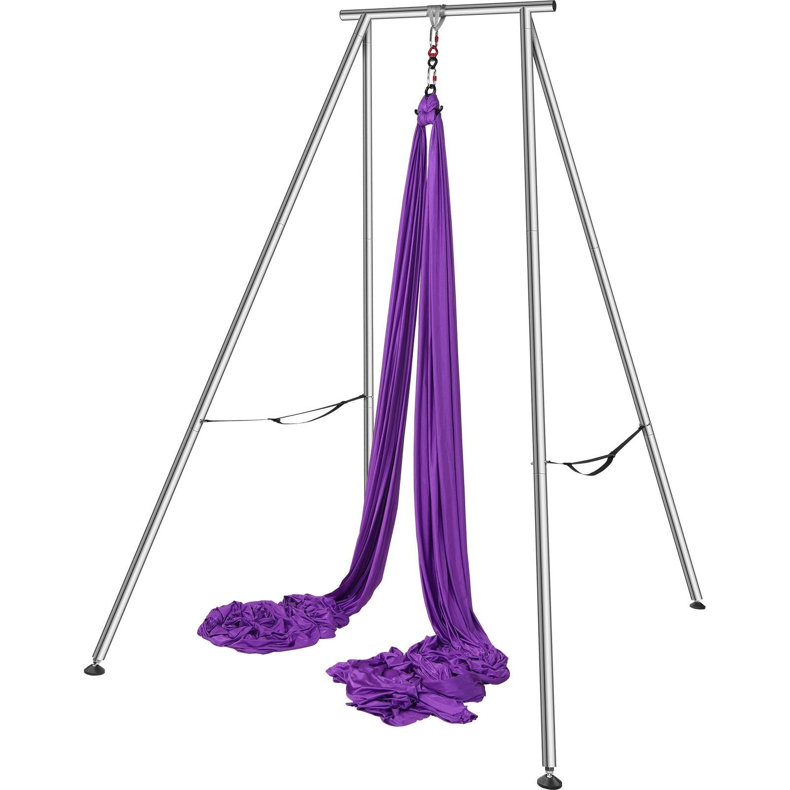 Aerial Yoga Frame & Yoga Hammock, 2950 mm Height Professional Yoga Swing Stand Comes with 12 m Length Aerial Hammock, Max 250 kg Load Capacity Yoga Rig for Indoor Outdoor Aerial Yoga, Purple