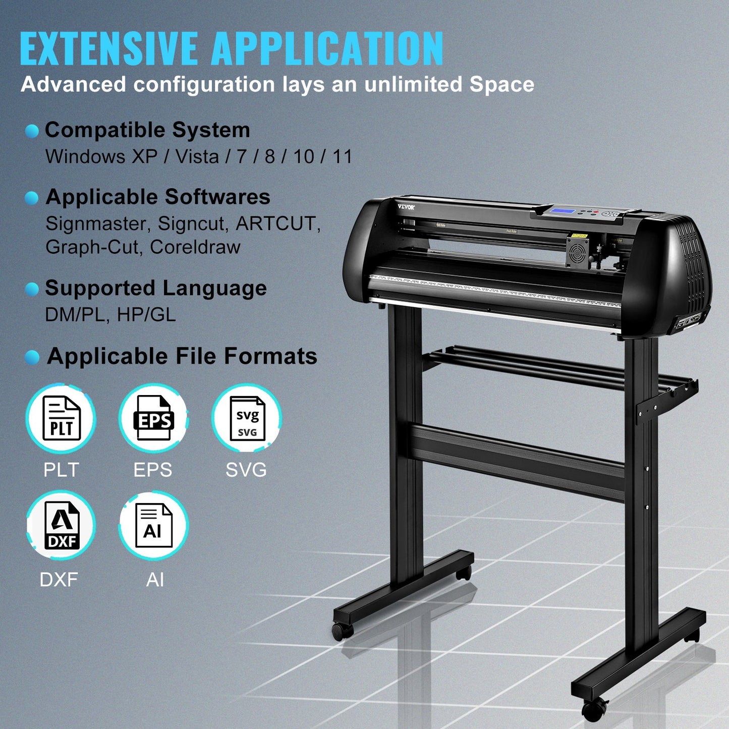 Vinyl Cutter Machine, 34inch Cutting Plotter, Offline Cutting Machine Kit Mobile Bluetooth, Precise Roller Shaft High Accuracy Adjustable Speed & Force, DIY SignMaster Software Blade for Windows
