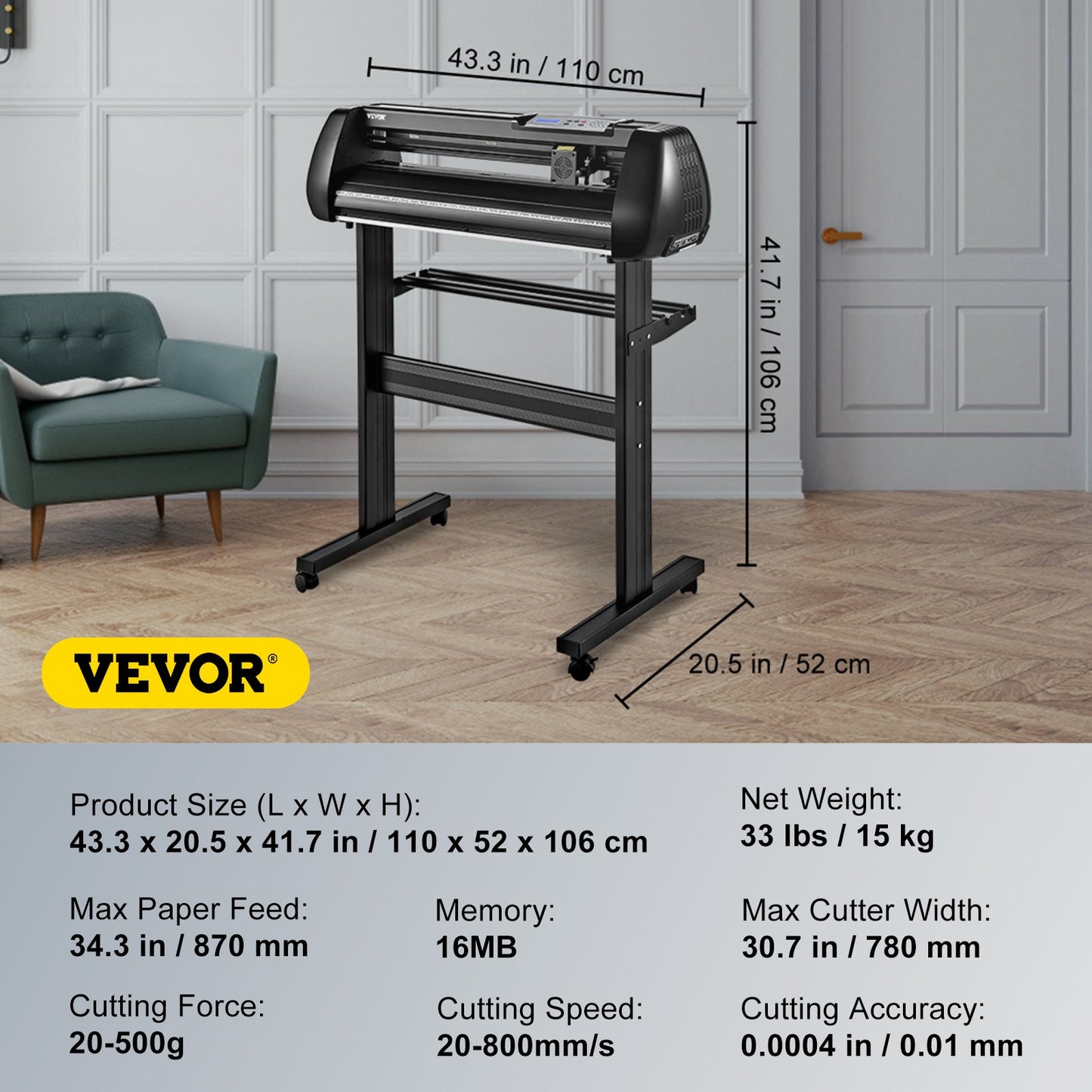 Vinyl Cutter Machine, 34inch Cutting Plotter, Offline Cutting Machine Kit Mobile Bluetooth, Precise Roller Shaft High Accuracy Adjustable Speed & Force, DIY SignMaster Software Blade for Windows
