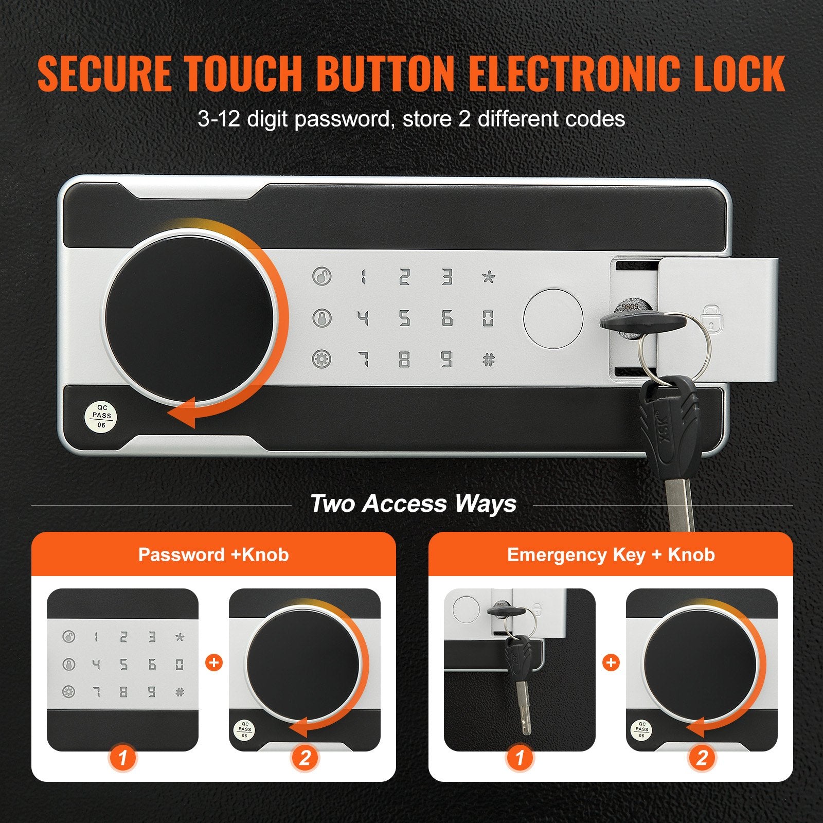 1.7 Cub Depository Safe, Deposit Safe with Drop Slot, Electronic Code Lock and 2 Emergency Keys, 17.71'' x 13.77'' x 13.77'' Business Drop Slot Safe for Cash, Mail in Home, Hotel, Office