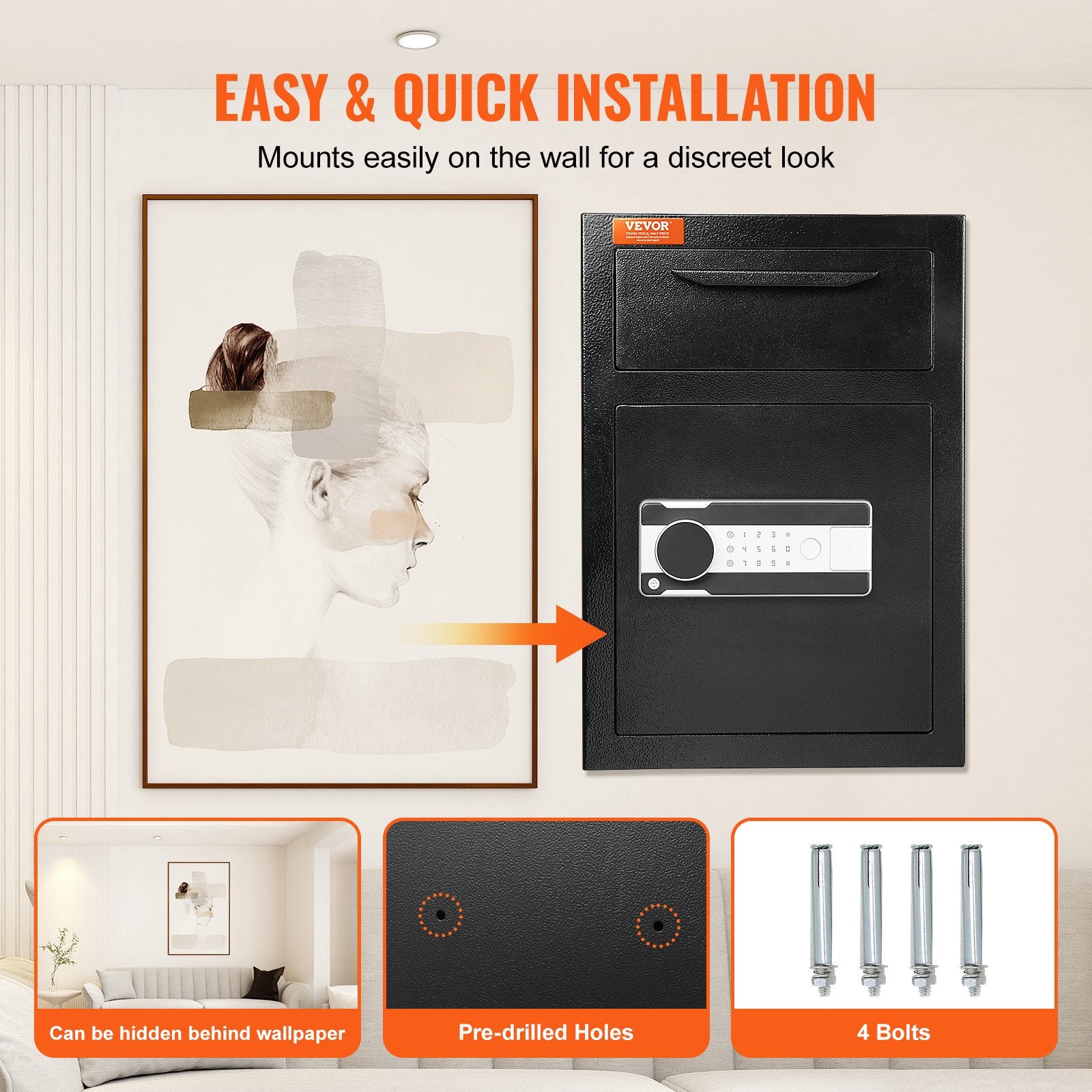 2.5 Cub Depository Safe, Deposit Safe with Drop Slot, Electronic Code Lock and 2 Emergency Keys, 20.27'' x 13.97'' x 13.97'' Business Drop Slot Safe for Cash, Mail in Home, Hotel, Office