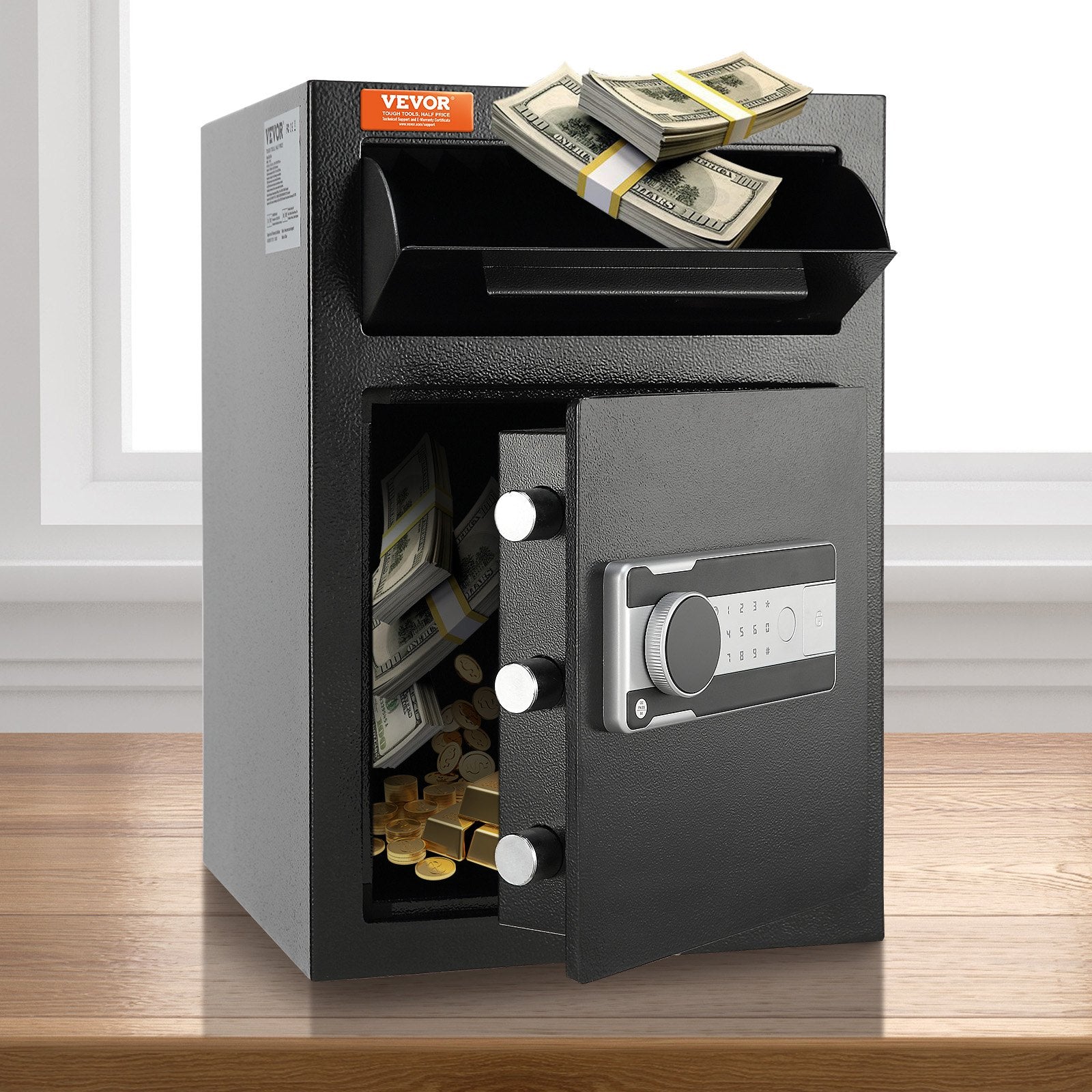 2.5 Cub Depository Safe, Deposit Safe with Drop Slot, Electronic Code Lock and 2 Emergency Keys, 20.27'' x 13.97'' x 13.97'' Business Drop Slot Safe for Cash, Mail in Home, Hotel, Office
