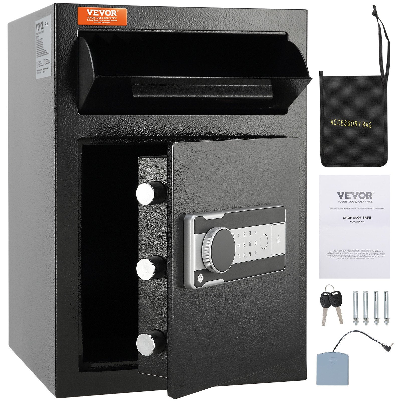 2.5 Cub Depository Safe, Deposit Safe with Drop Slot, Electronic Code Lock and 2 Emergency Keys, 20.27'' x 13.97'' x 13.97'' Business Drop Slot Safe for Cash, Mail in Home, Hotel, Office