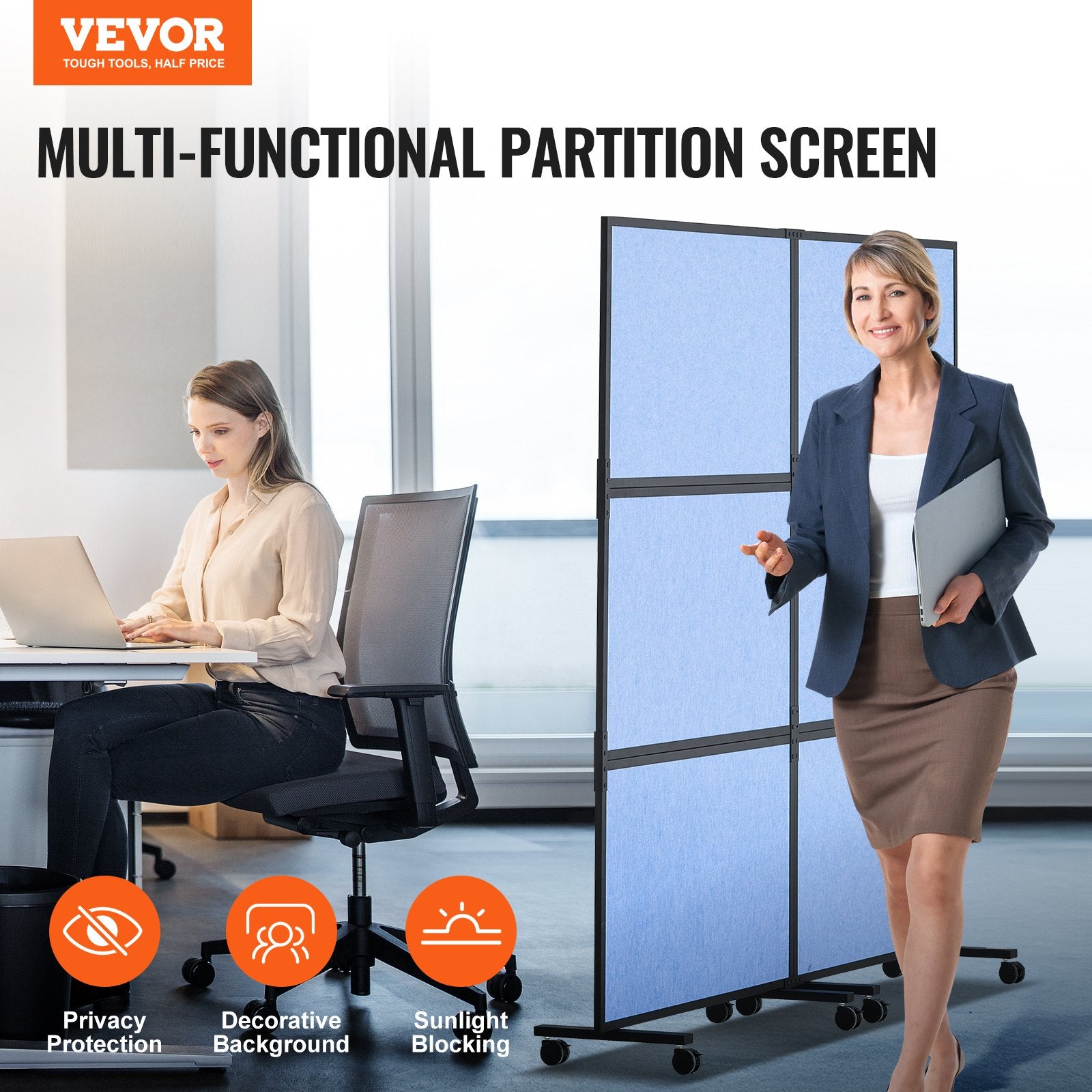 Acoustic Room Divider Partition Panel Privacy Screen 2 Pack Indigo Blue
