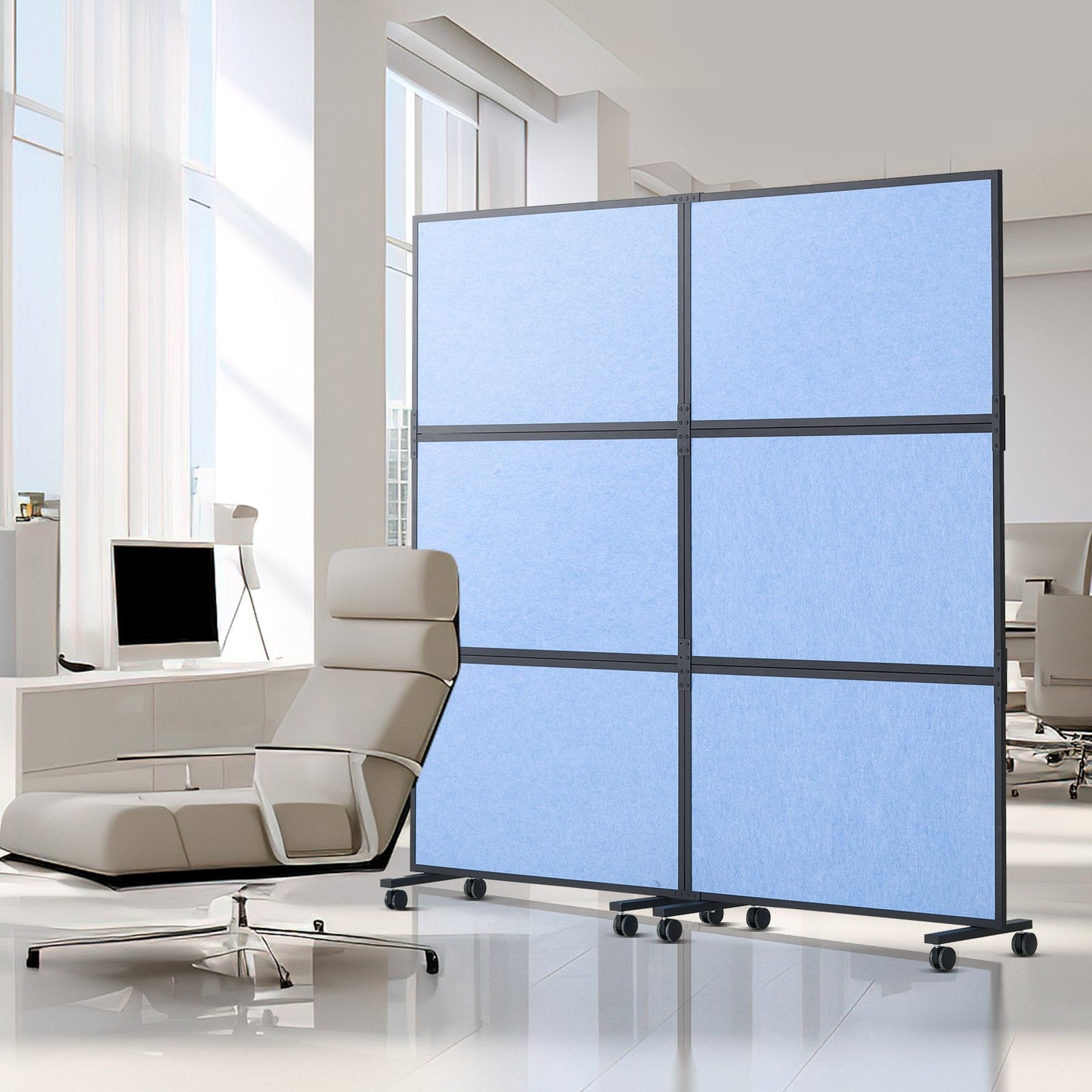 Acoustic Room Divider Partition Panel Privacy Screen 2 Pack Indigo Blue