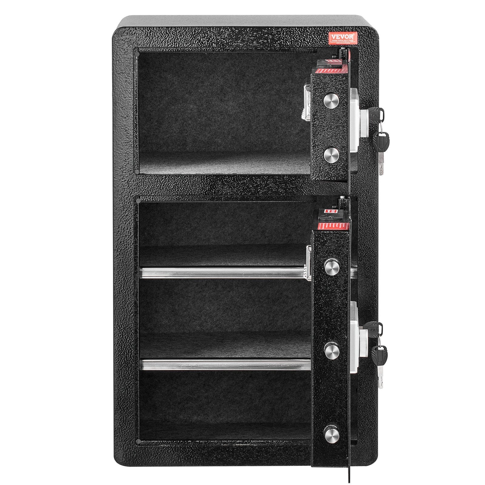Double Doors 4.5 cu.ft Safe Box with Key Lock & Password, Safe Lock Box with Fireproof Bag, Key Rack, LED Light and 2 Height Adjustable and Removable Divider for Money, Documents, Jewelry and Valuables, Black