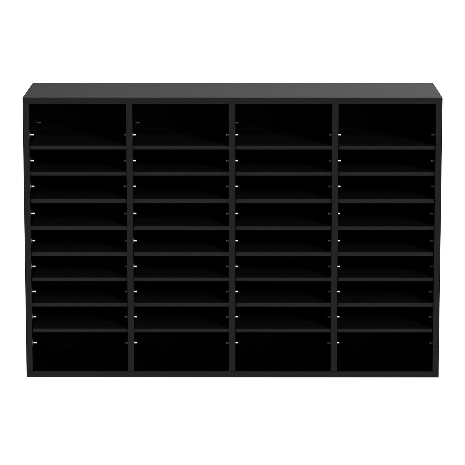 Wood Literature Organizer, 36 Compartments, File Sorter with Removable Shelves, Mailboxes Slot for Office Home Classroom Mailrooms Organization, EPA Certified, Black
