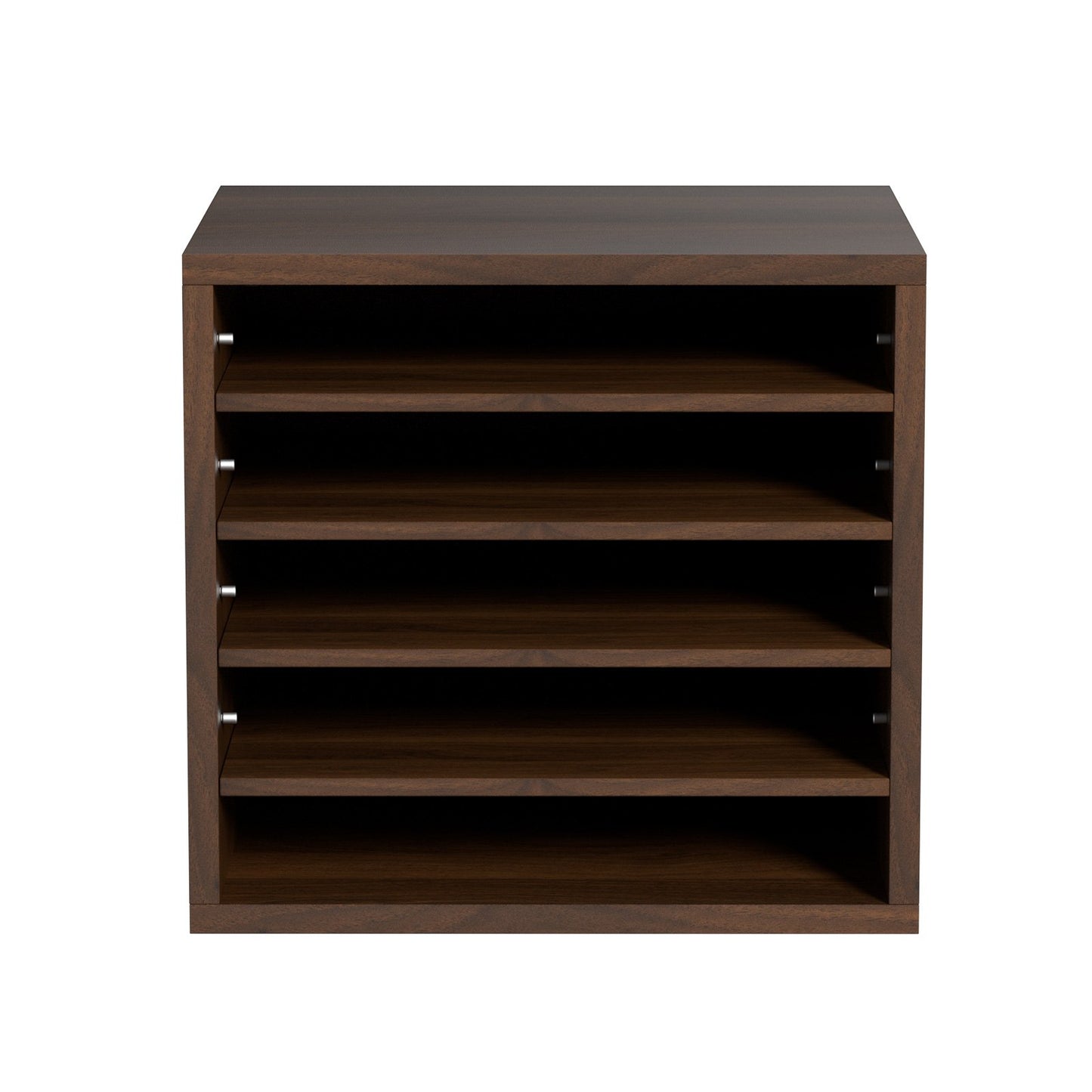 Wood Literature Organizer Adjustable File Sorter 5 Compartments Brown