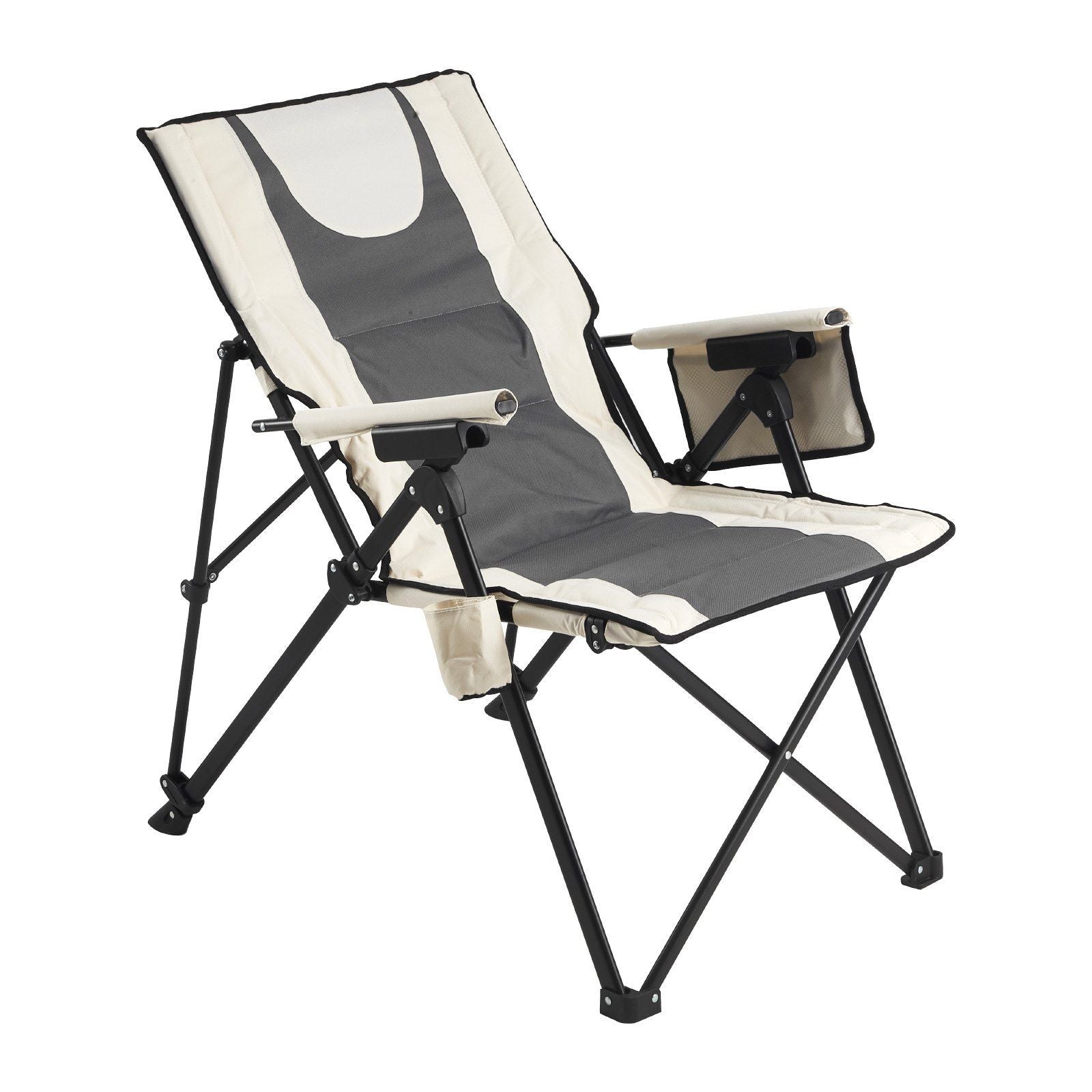 Folding Camping Chair, 3 Reclining Positions, Outdoor High Back Camping Chair, 260lbs Weight Capacity, Full Padded Beach Chairs with Armrest & Headrest, Portable Lawn Chairs for Sports Travel