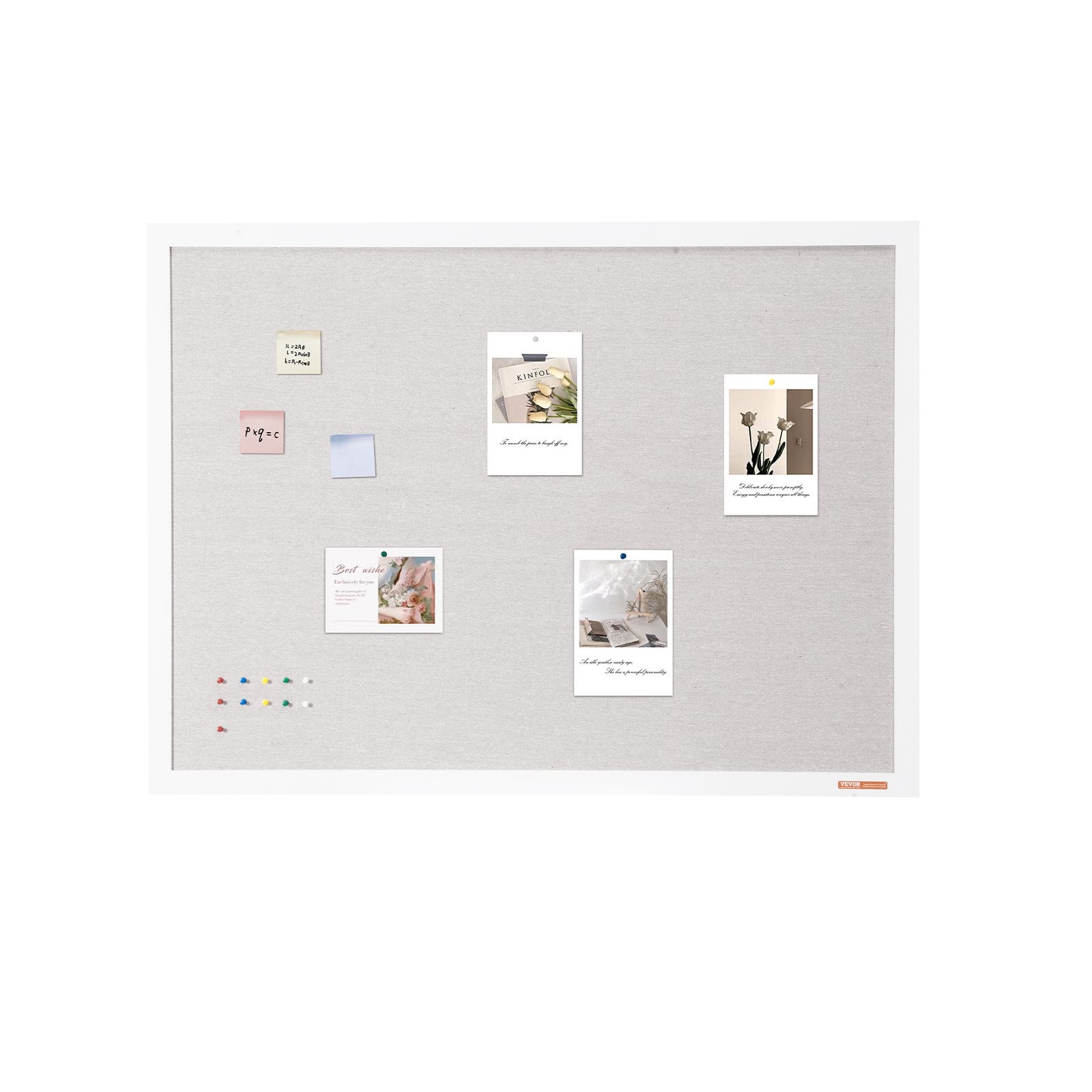 48"x36" White Cork Board with Linen Surface – Stylish Wall-Mounted Bulletin Board for Home, School, Office – Elegant & Functional Noticeboard