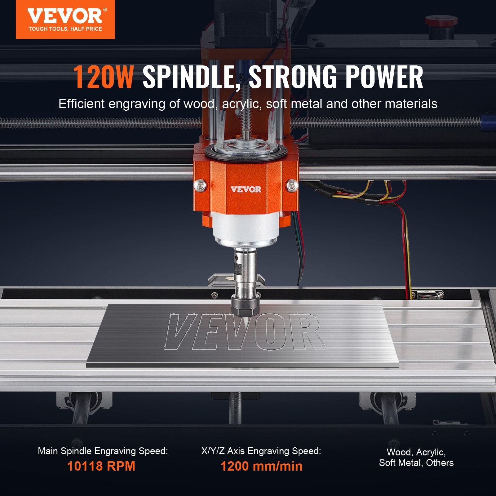 CNC Router Machine, 120W, 3 Axis GRBL Control Wood Engraving Carving Milling Machine Kit, 11.81 x 7.87 x 2.83 in / 300 x 200 x 72 mm Working Area 1200 RPM for Wood Acrylic MDF PVC Plastic Foam