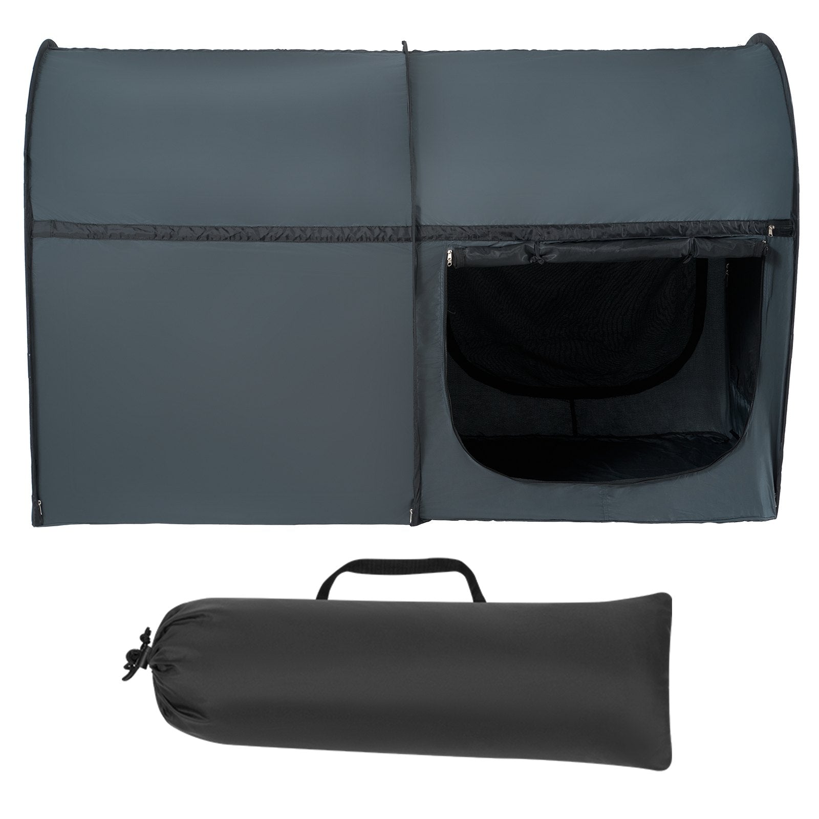 Bed Tent, Pongee Fabric, 4 Doors Breathable Dream Tent with 7 mm Fiber Poles on Bed Privacy, Full Size Block out Light Sleeping Bed Canopy, Fit for Kids Playhouse and Adults Sleeping Tent