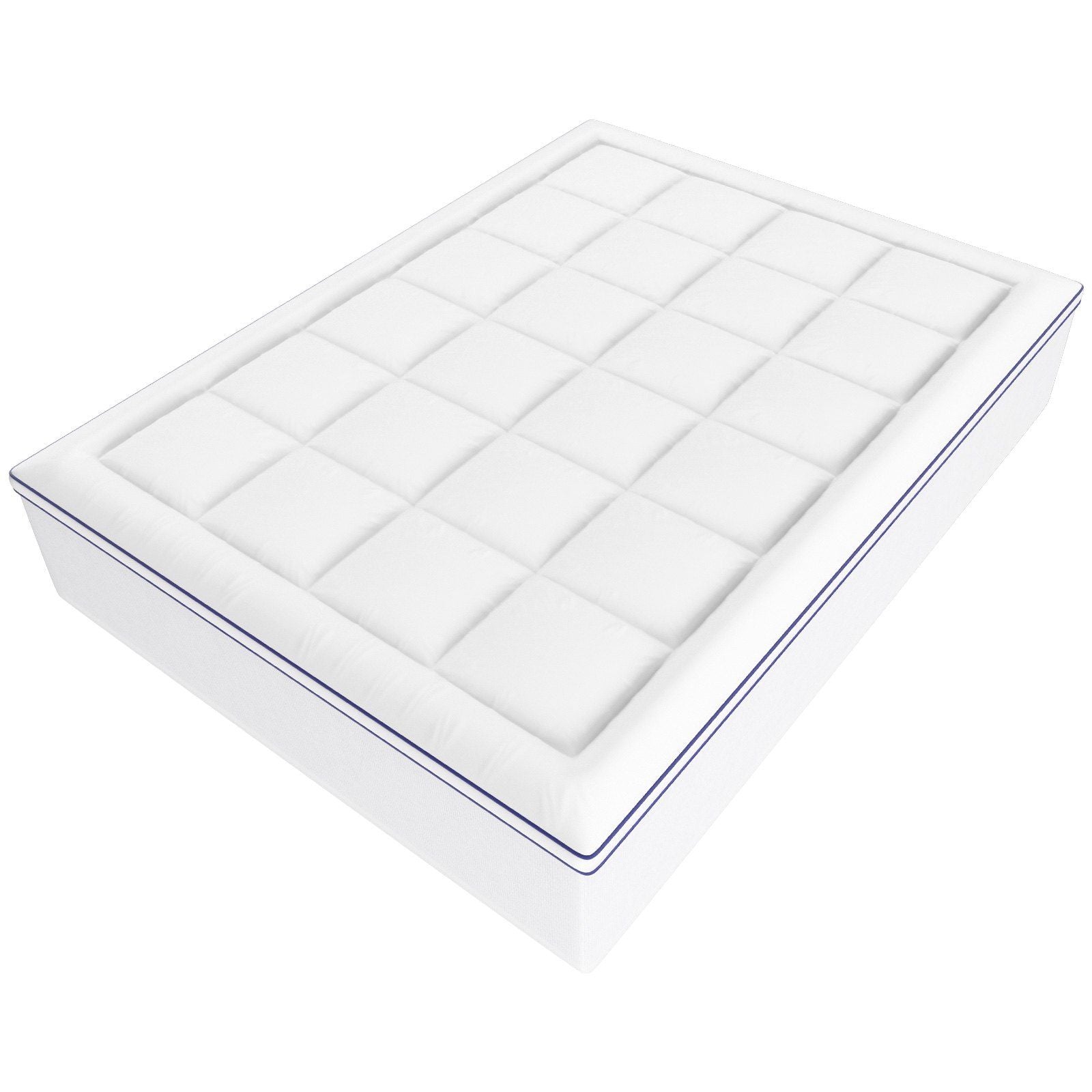 Mattress Topper, Queen Size, 25.4 mm Thickness, Fiber Fill Pad with Detachable & Washable, Comfortable, Supportive, Cooling, Breathable, with Detachable Bedside Pocket for Holding Small Items