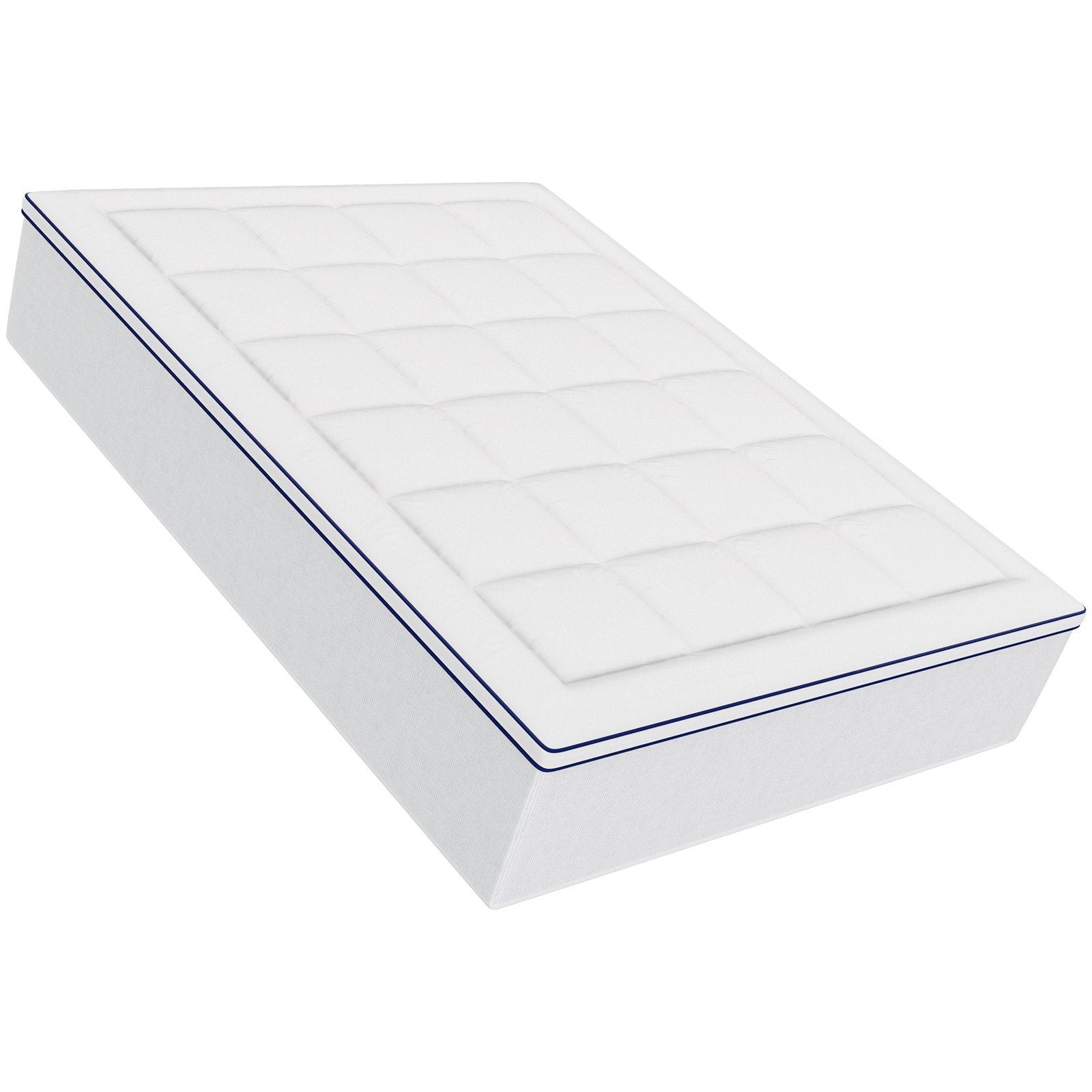 Mattress Topper, Queen Size, 25.4 mm Thickness, Fiber Fill Pad with Detachable & Washable, Comfortable, Supportive, Cooling, Breathable, with Detachable Bedside Pocket for Holding Small Items