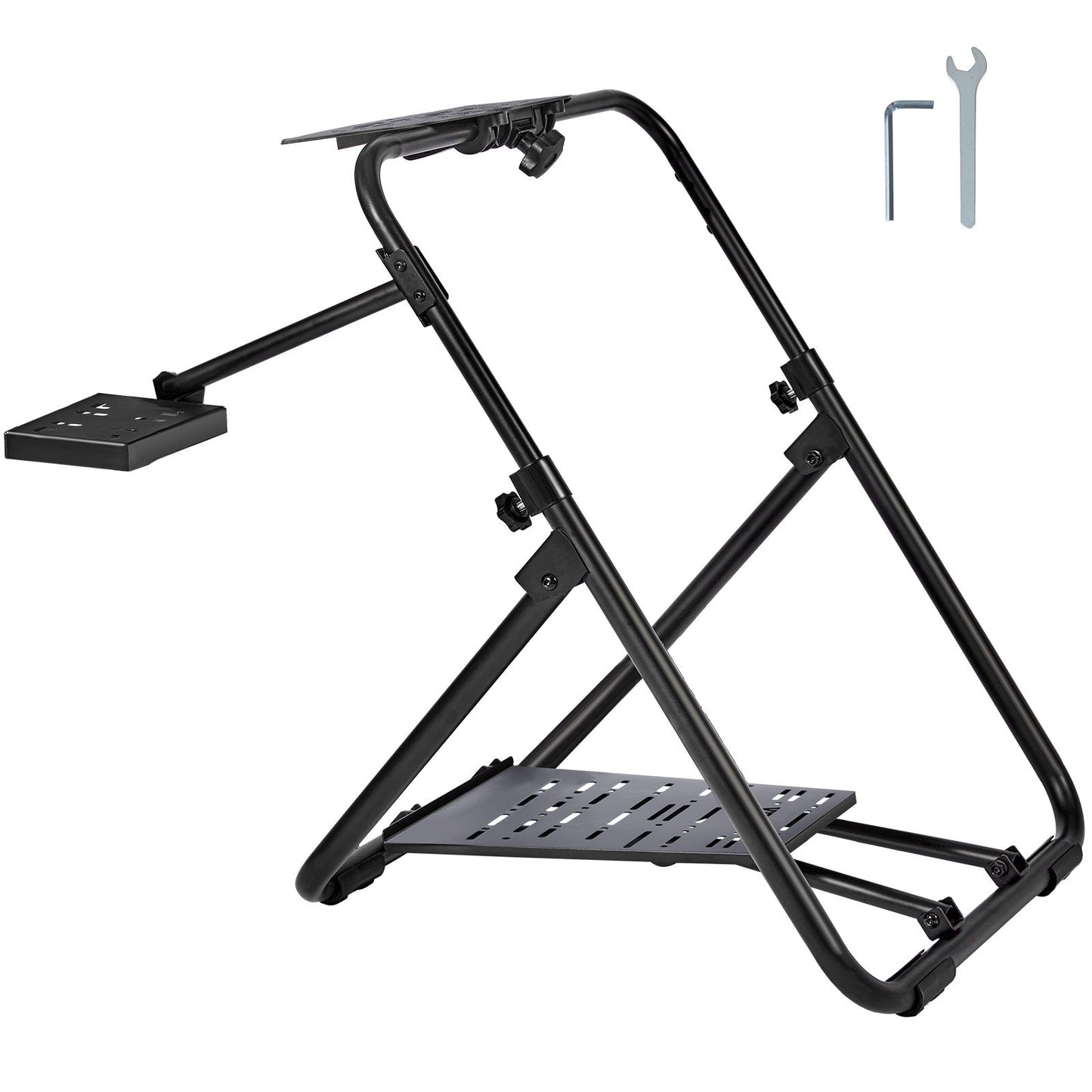 Foldable Racing Steering Wheel Stand, Height Adjustable Universal Base Compatible with Logitech & Thrustmaster Racing Wheel and Pedal, Heavy-duty Frame Standard GT/Formula Seating Portable