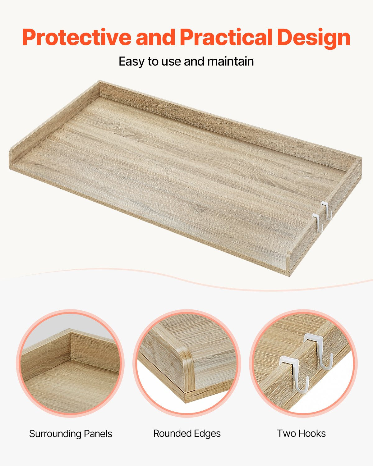 Washer Dryer Countertop, 54" x 27" Wooden Washer and Dryer Countertop, Water-Resistant Laundry Machine Topper Cover with Anti-Slip Pads, for Laundry Room Organization and Storage, Oak