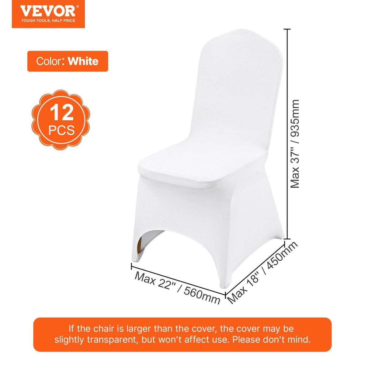 Stretch Spandex Folding Chair Covers, Universal Fitted Chair Cover, Removable Washable Protective Slipcovers, for Wedding, Holiday, Banquet, Party, Celebration, Dining (12PCS White)