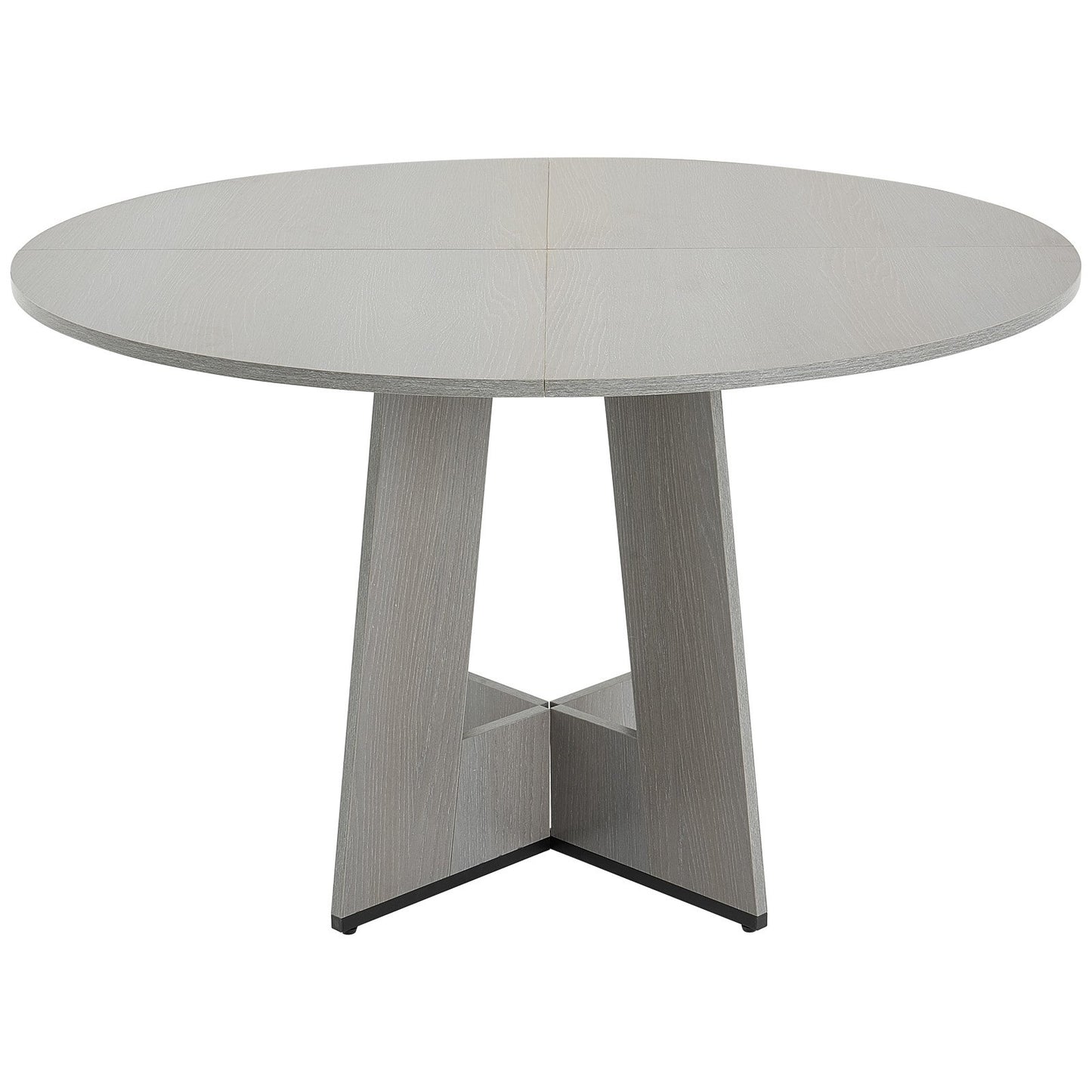 Round Dining Table, 47 inch Wood Table for 4-6 Person, Farmhouse Circle Dinner Furniture, Rustic Leisure Tables with Thick Wooden Legs, for Home Kitchen Living Room, Grey (Only Table)