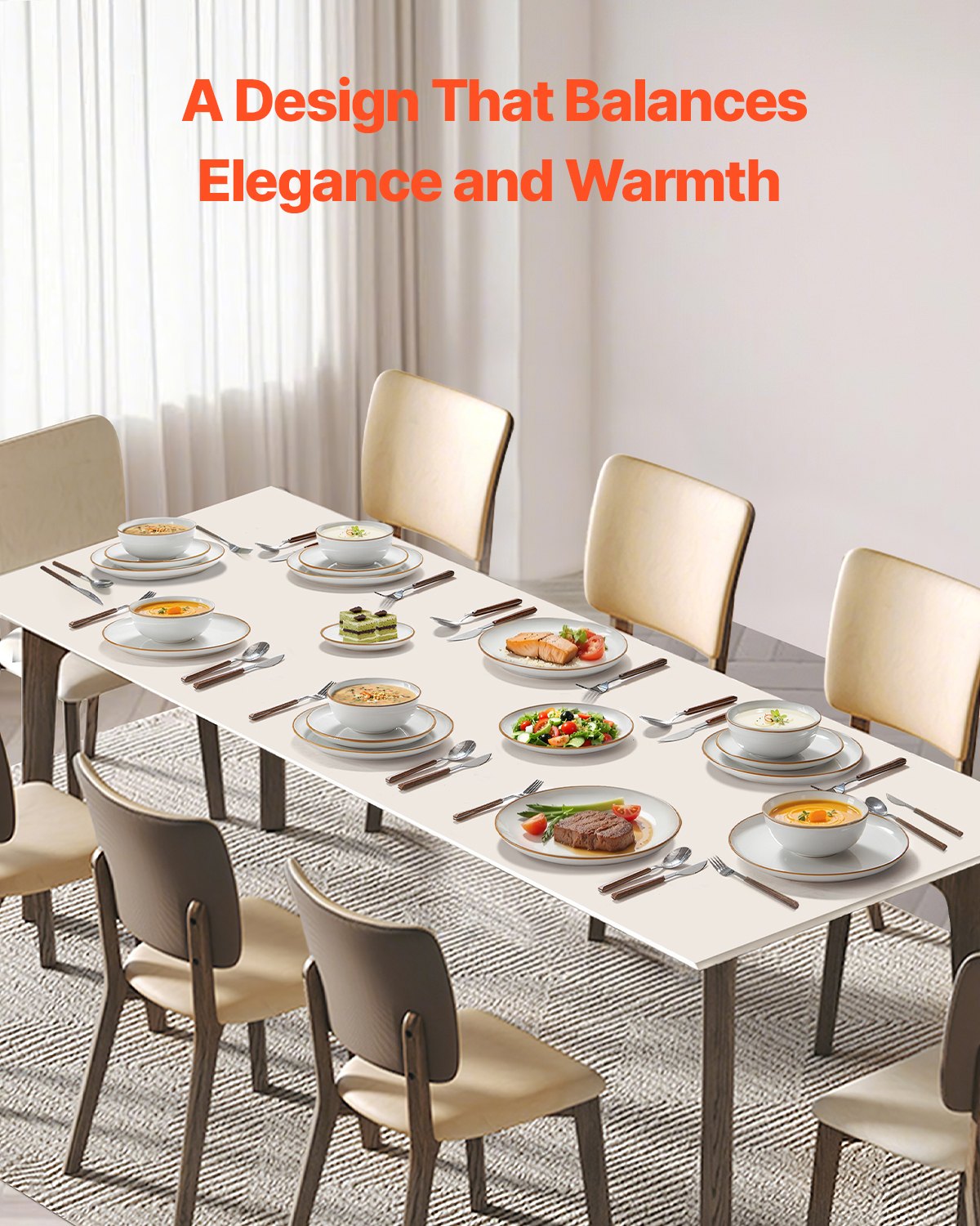 32 PCS Dinnerware Set Ceramic Plates and Bowls Sets Service for 8 White
