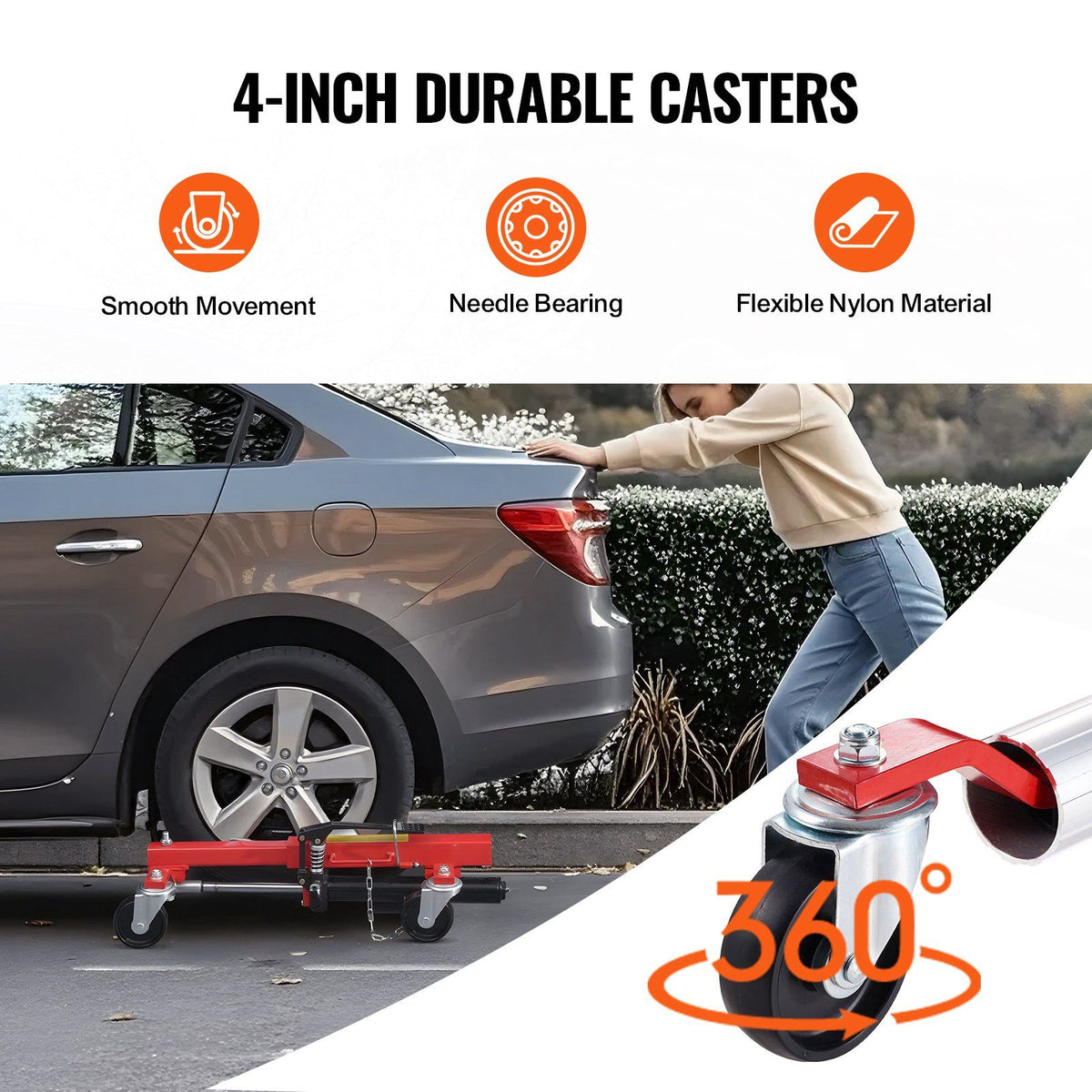 Wheel Dolly, Max Capacity 1500 Lbs Car Dolly, Car Jack Dolly Lifter with 360° Rotatable Wheels, Heavy Duty Vehicle Positioning Hydraulic Tire Jack, for Vehicle Car Auto Repair Moving, Set of 4