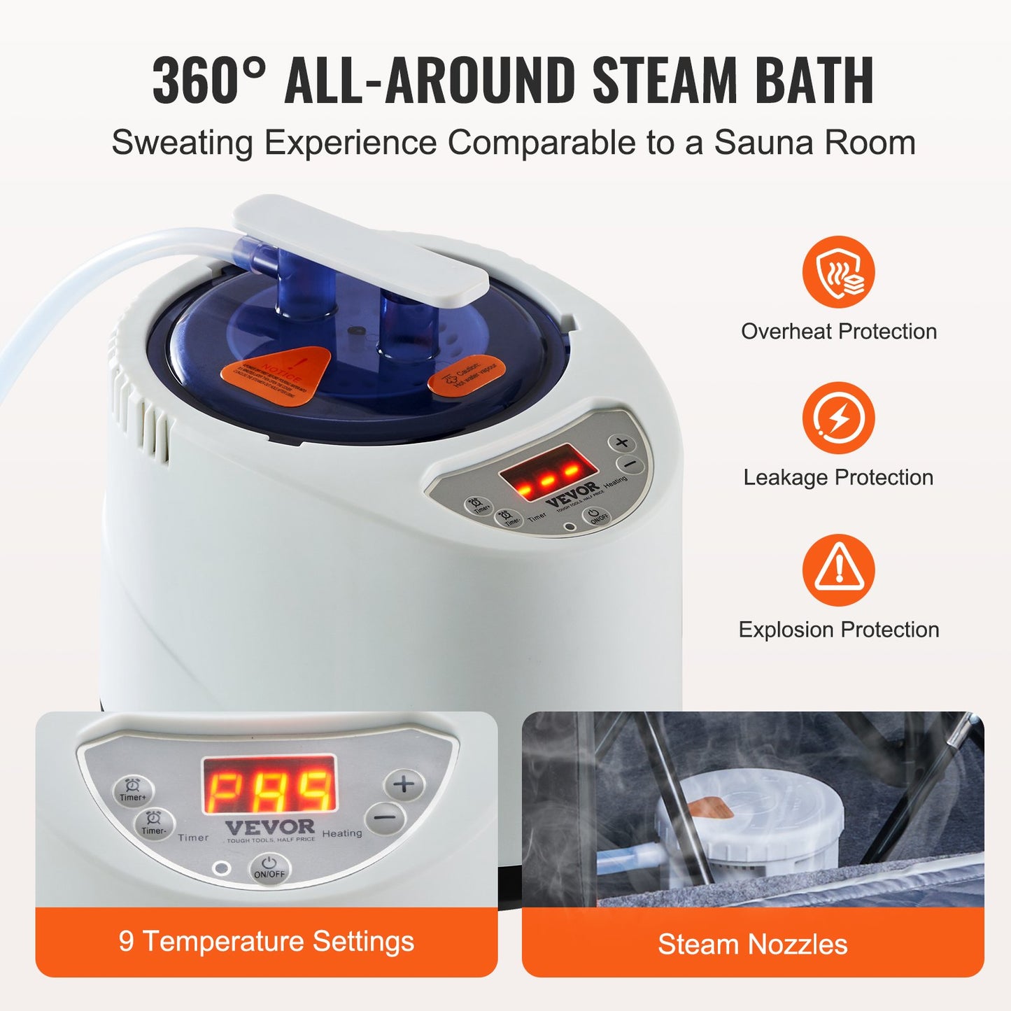 Portable Steam Sauna Tent 1000W Personal Spa Loss Weight Detox Therapy, 800x800x1000 mm