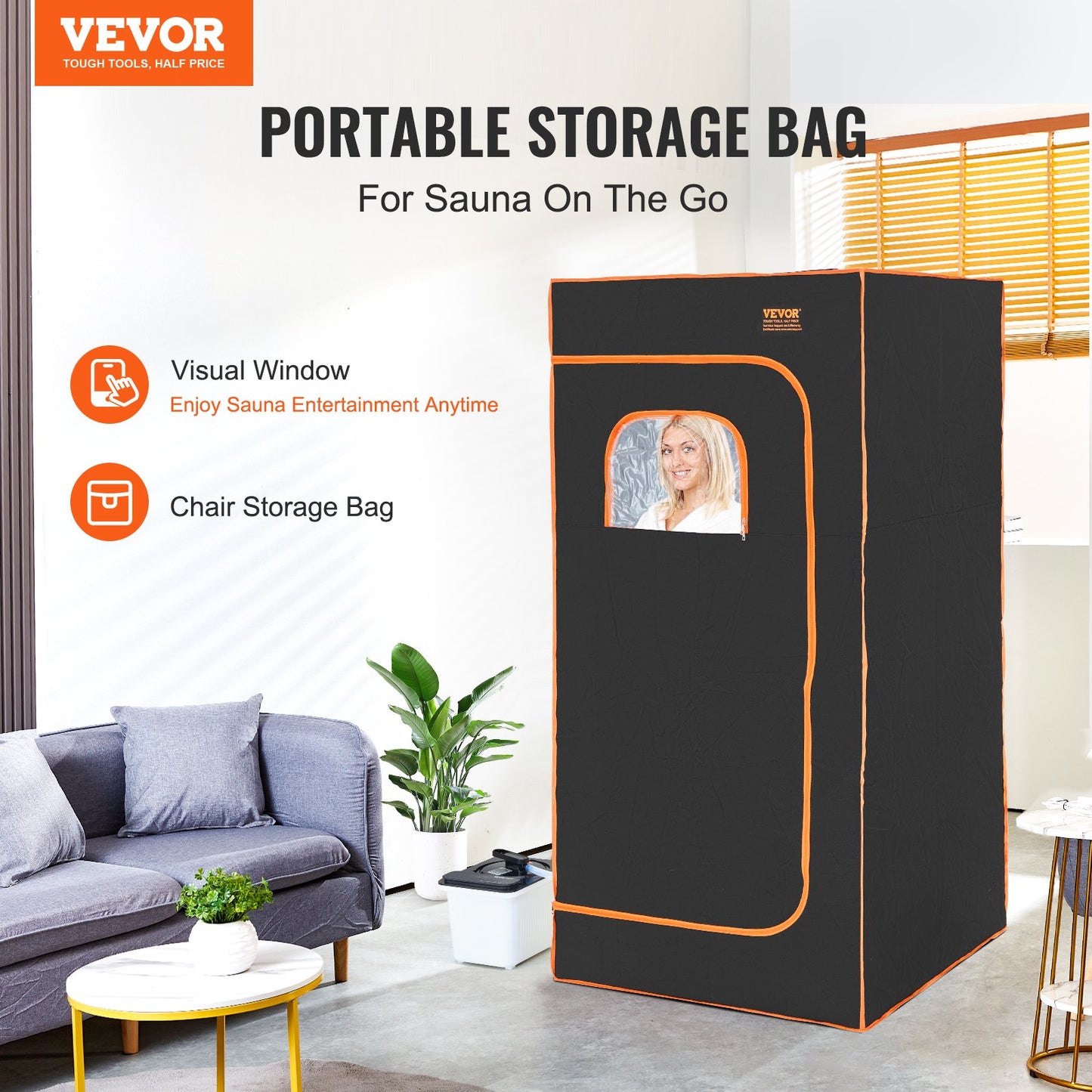 Portable Steam Sauna Tent Full Size 2000W Personal Sauna Blanket W/ Chair,880 x 880 x 1780 mm