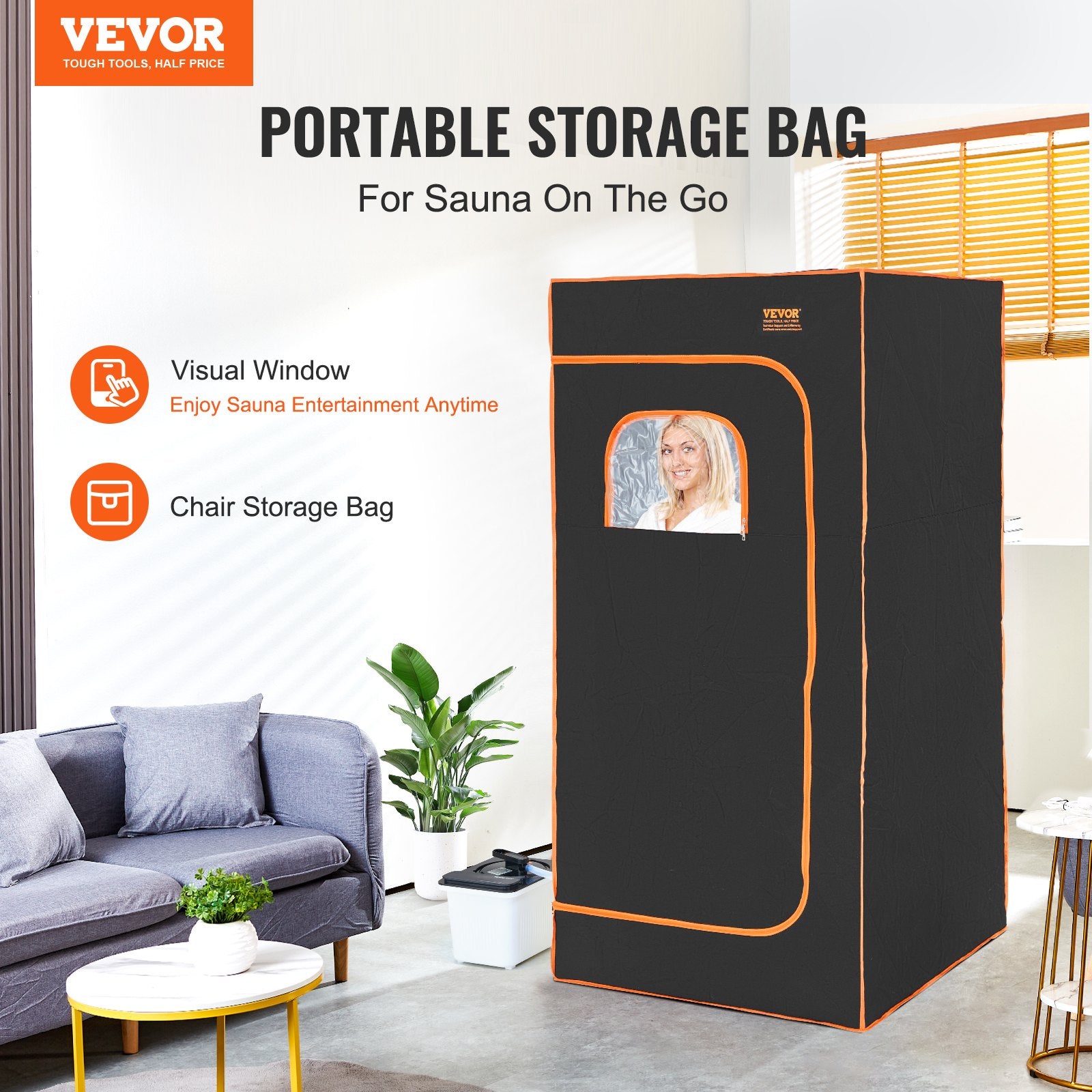 Portable Steam Sauna Tent Full Size 2000W Personal Sauna Blanket W/ Chair,880 x 880 x 1780 mm