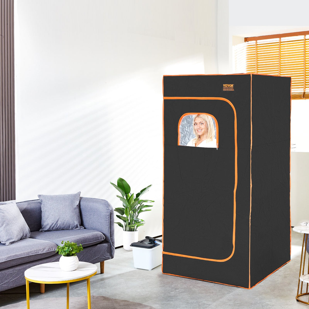 Portable Steam Sauna Tent Full Size 2000W Personal Sauna Blanket W/ Chair,880 x 880 x 1780 mm