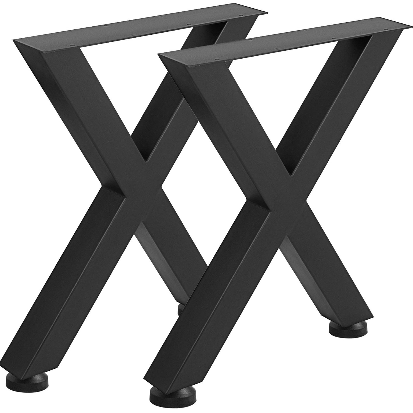 Set of 2 Steel Table Legs, 16'Height 15'Wide Dining Table Legs, Heavy Duty 3.1" Square Box Section X Frame Table Legs, 16x15x3.1 Inch Black Color Industrial Country Style Metal Dining Legs