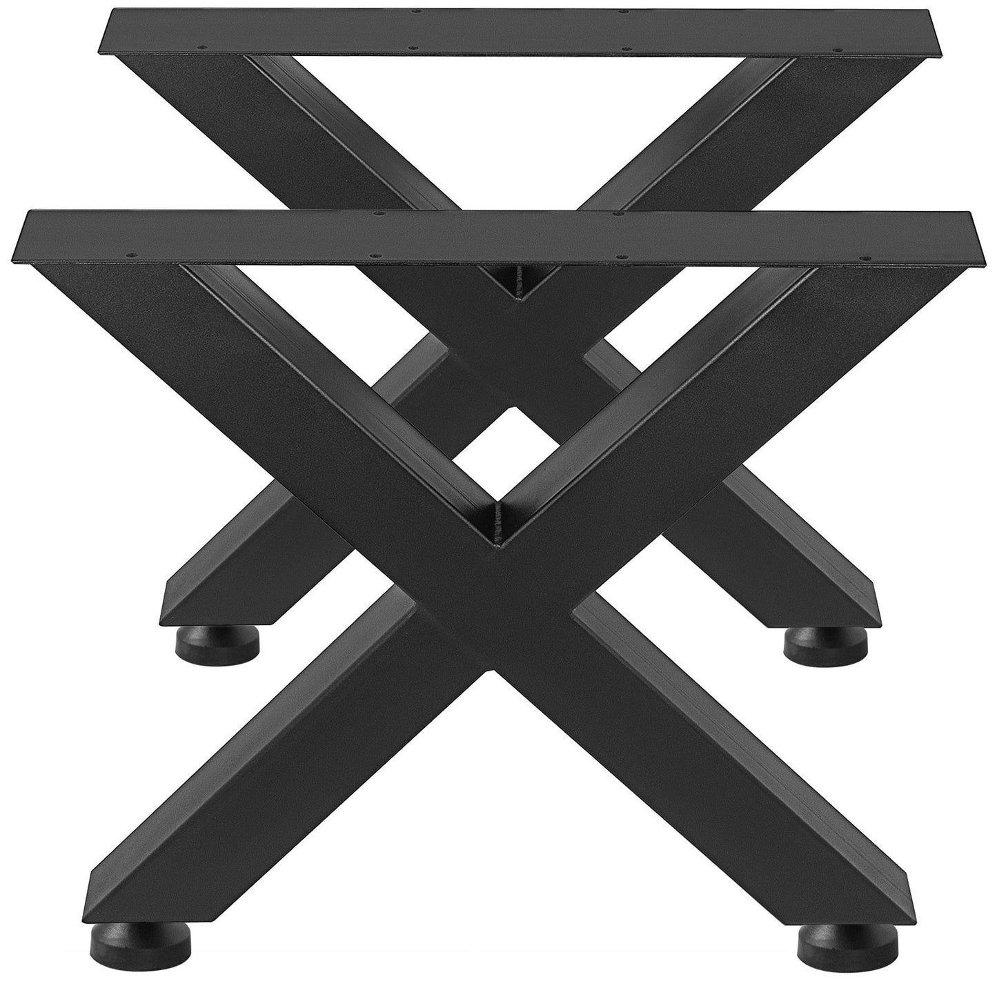 Set of 2 Steel Table Legs, 16'Height 15'Wide Dining Table Legs, Heavy Duty 3.1" Square Box Section X Frame Table Legs, 16x15x3.1 Inch Black Color Industrial Country Style Metal Dining Legs