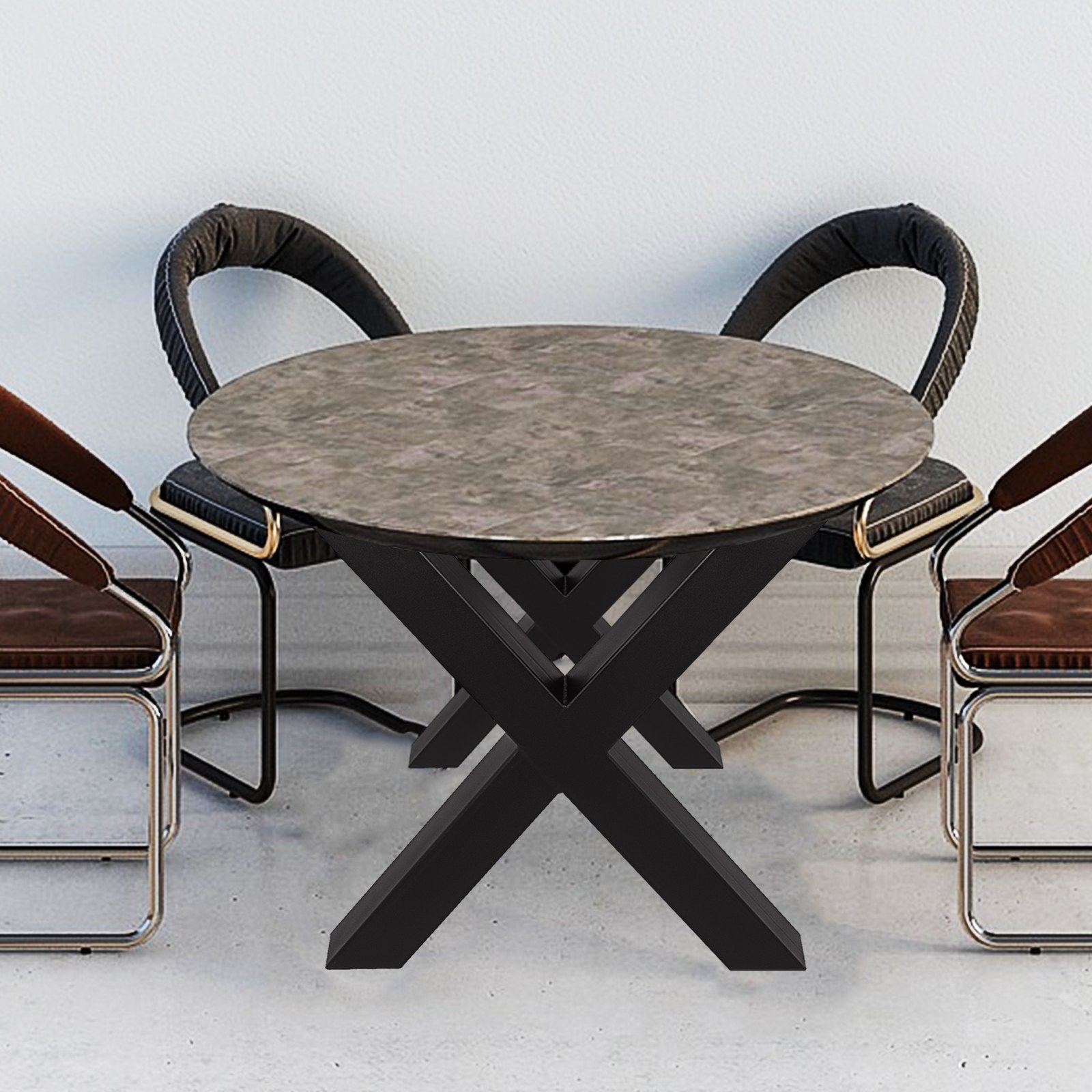 Set of 2 Steel Table Legs, 72cm Height 79cm Wide Dining Table Legs, Heavy Duty 7.9cm Square Box Section X Frame Table Legs,72x79x7.9 cm Black Color Industrial Country Style Metal Dining Leg