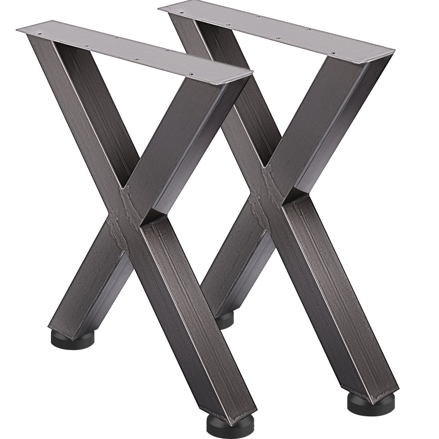 Set of 2 Steel Table Legs, 28'Height 24'Wide Dining Table Legs, Heavy Duty 3.1" Square Box Section X Frame Table Legs, 28x24x3.1 Inch Original Color Industrial Country Style Metal Dining Legs
